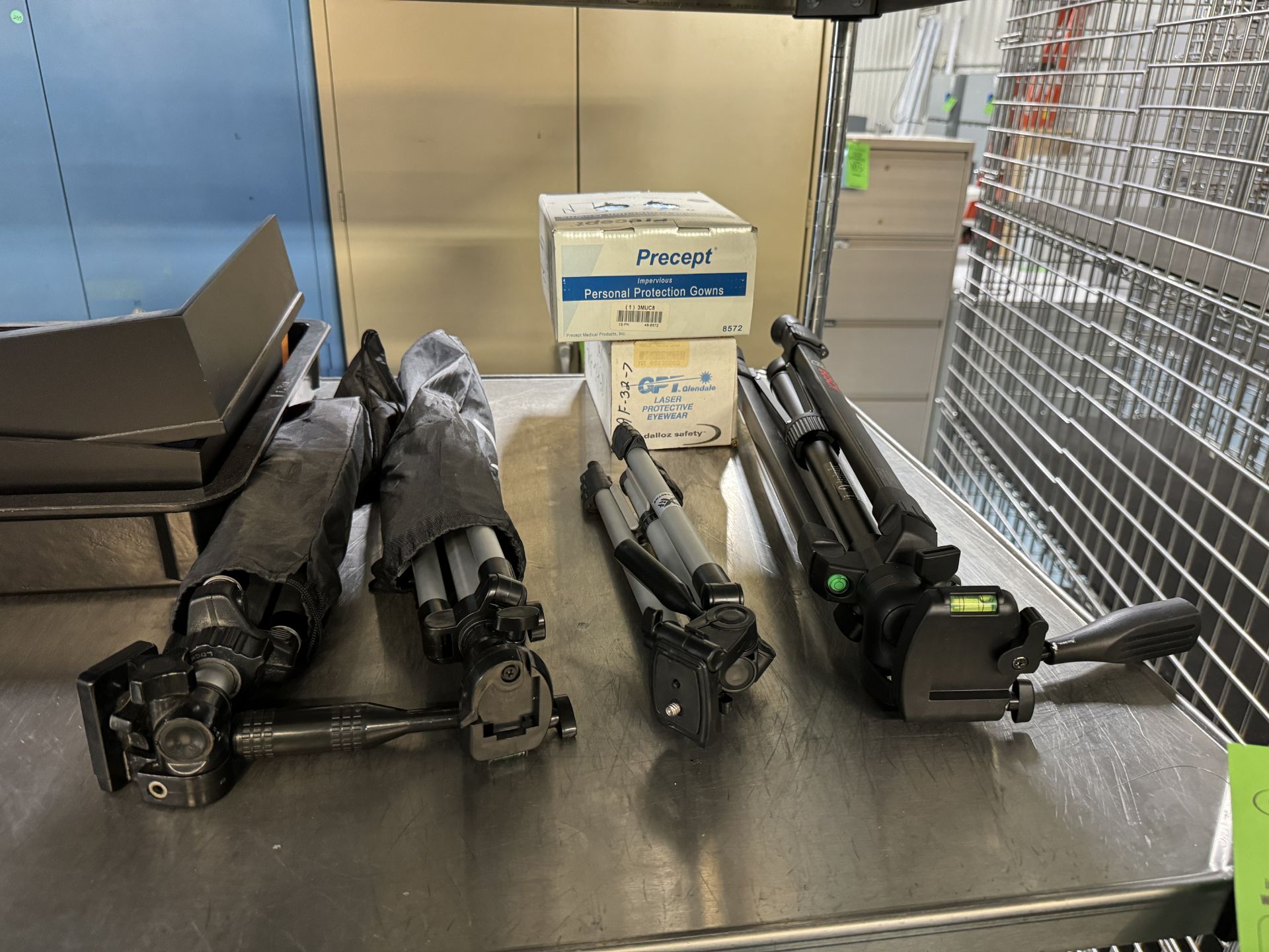 CONTENTS OF CART: (3) MONITORS; (4) TRIPODS; SAFETY GEAR; MISC - Image 3 of 5