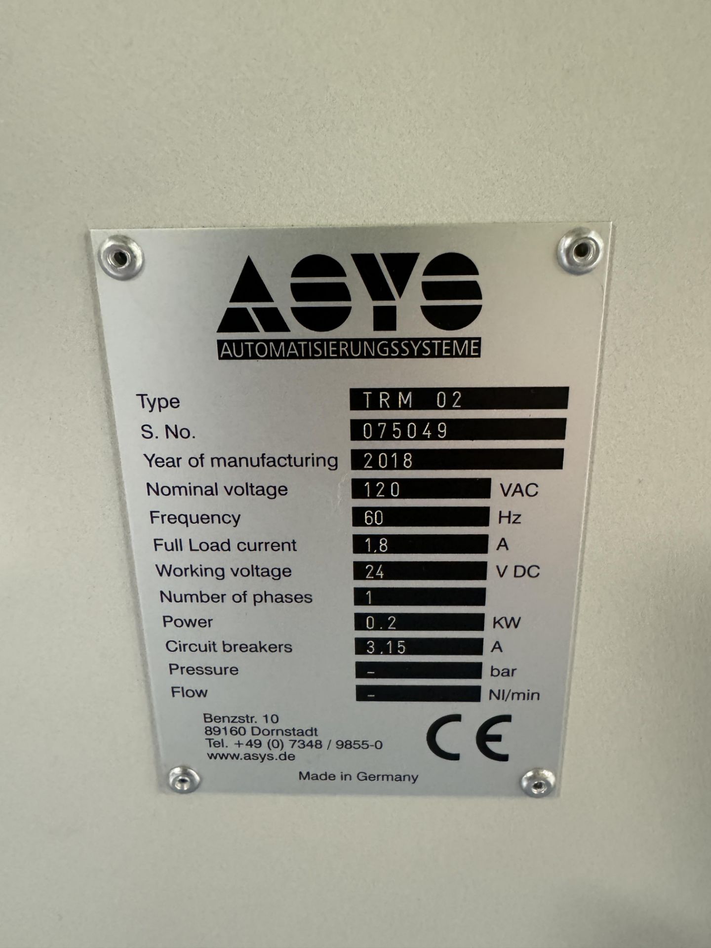 2018 ASYS DUAL LANE CONVEYOR TYPE - TRM-02 SERIAL # 075049 - Image 4 of 4