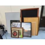 LOT OF VARIOUS PICTURES; WHITE BOARDS; AND PEG BOARDS