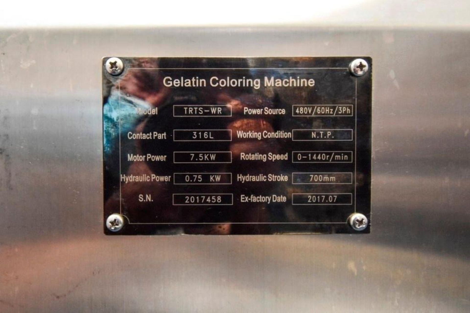 Beijing Sinagel Gelatin Coloring Machine Model: TRTS-WR - Image 10 of 10