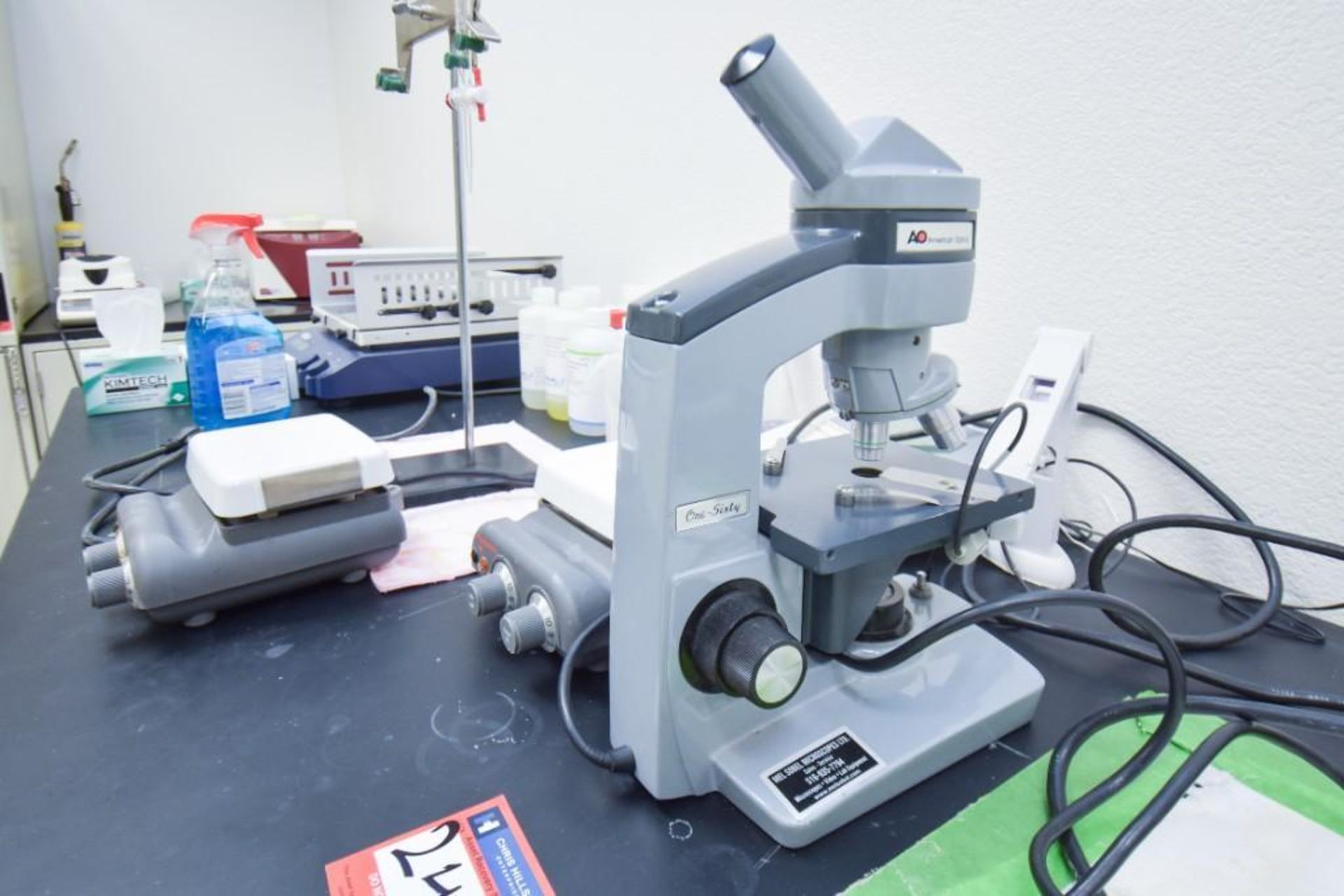 American Optical "One Sixty" Microscope and Magnetic Heat Stirrer