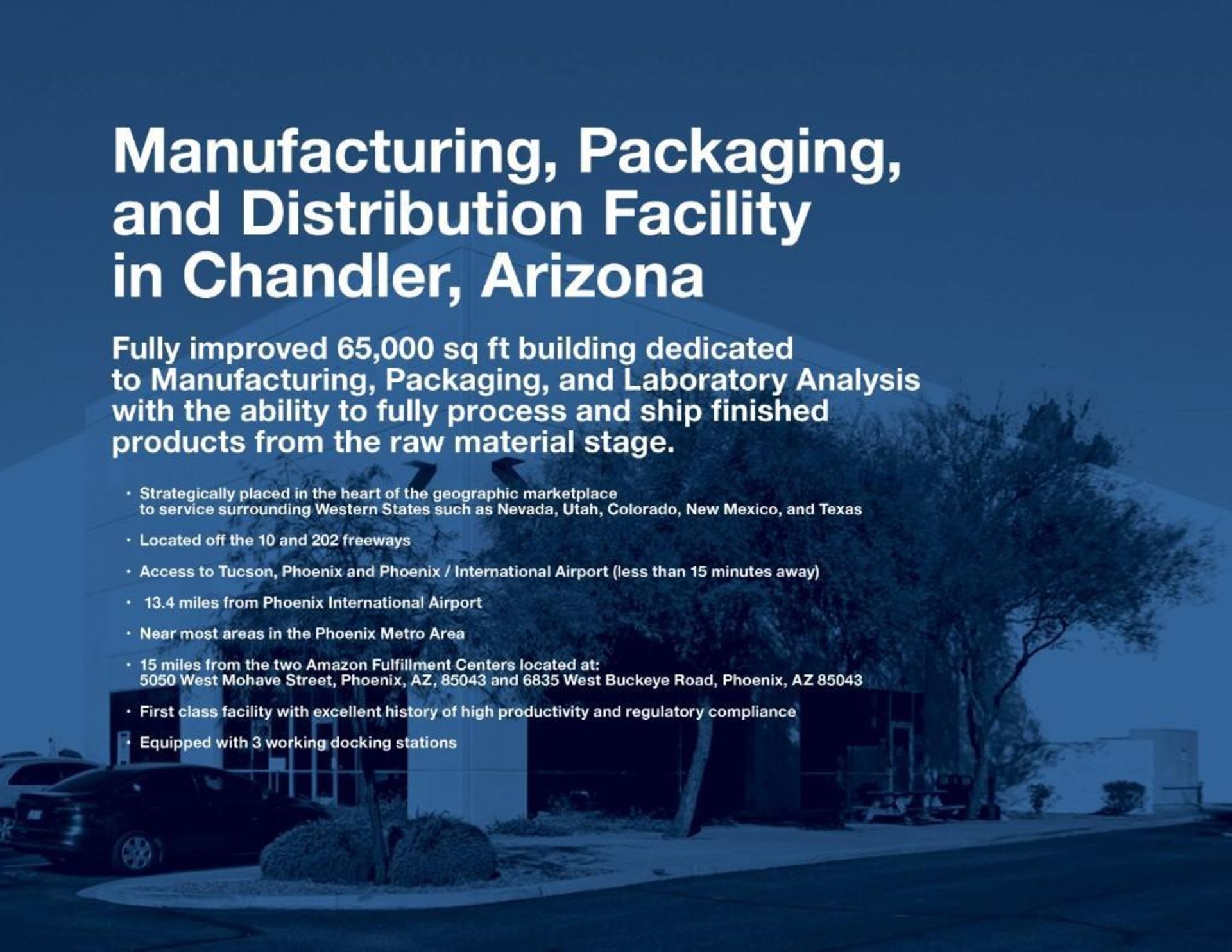 SUBLEASE - Manufacturing, Packaging, and Distribution Facility