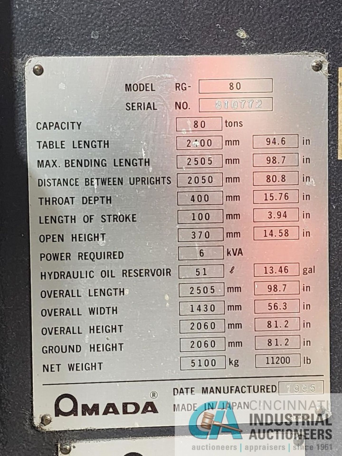 { Choice of lots: 67 } Amada 80 Ton x 98