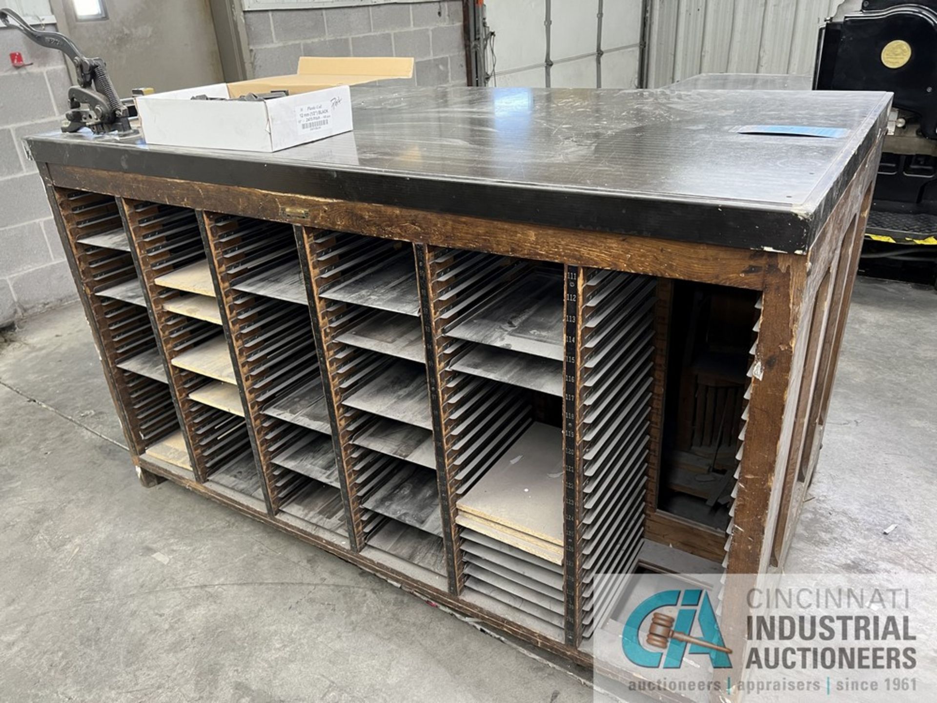 65" X 39" THE CHALLENGE MACHINERY CO. STEEL TOP LAYOUT TABLE - Image 8 of 8