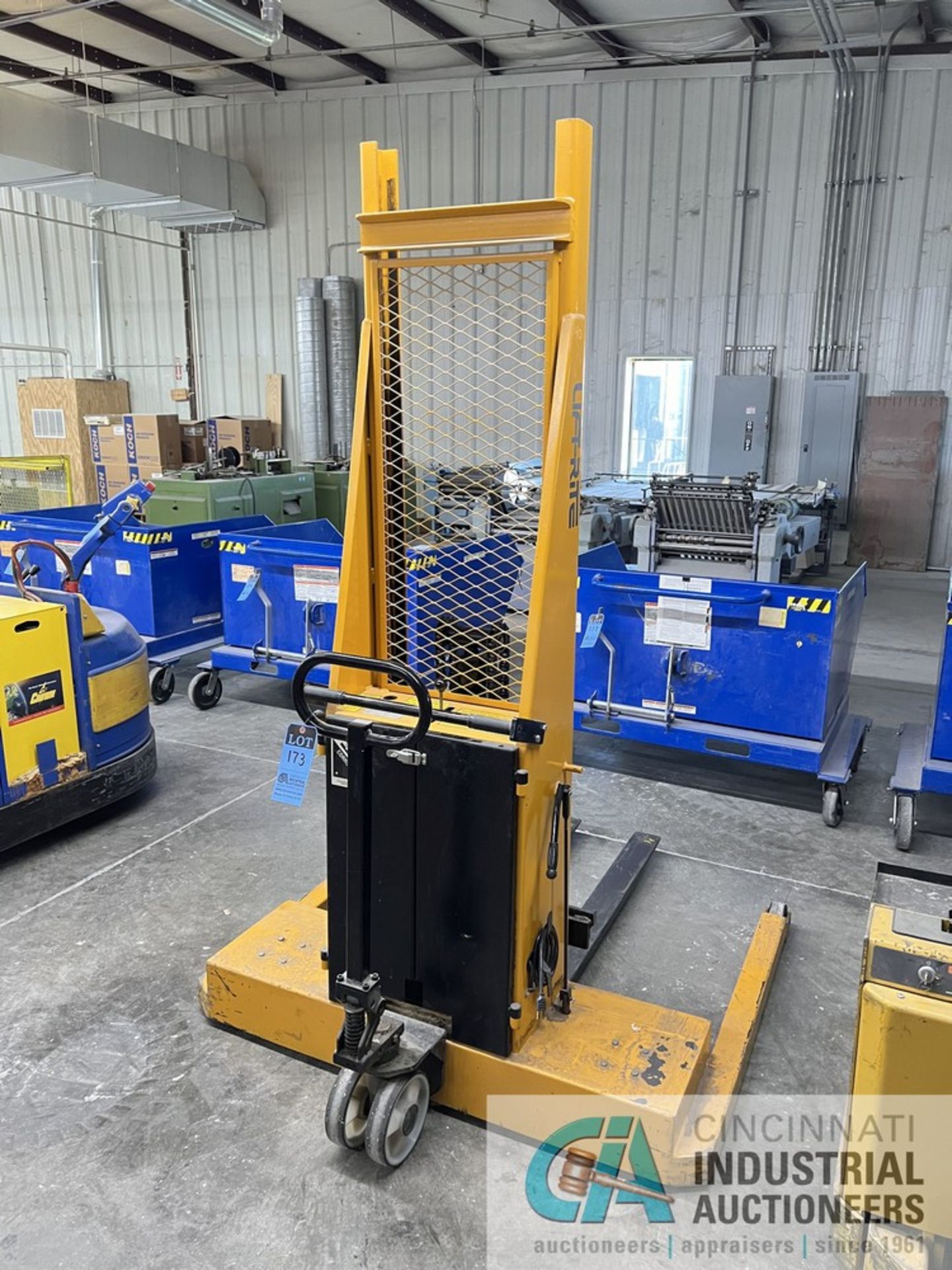 2,000 LB. LIFTRITE MODEL L-68 ELECTRIC WALK BEHIND STACKER; S/N 4900 ...