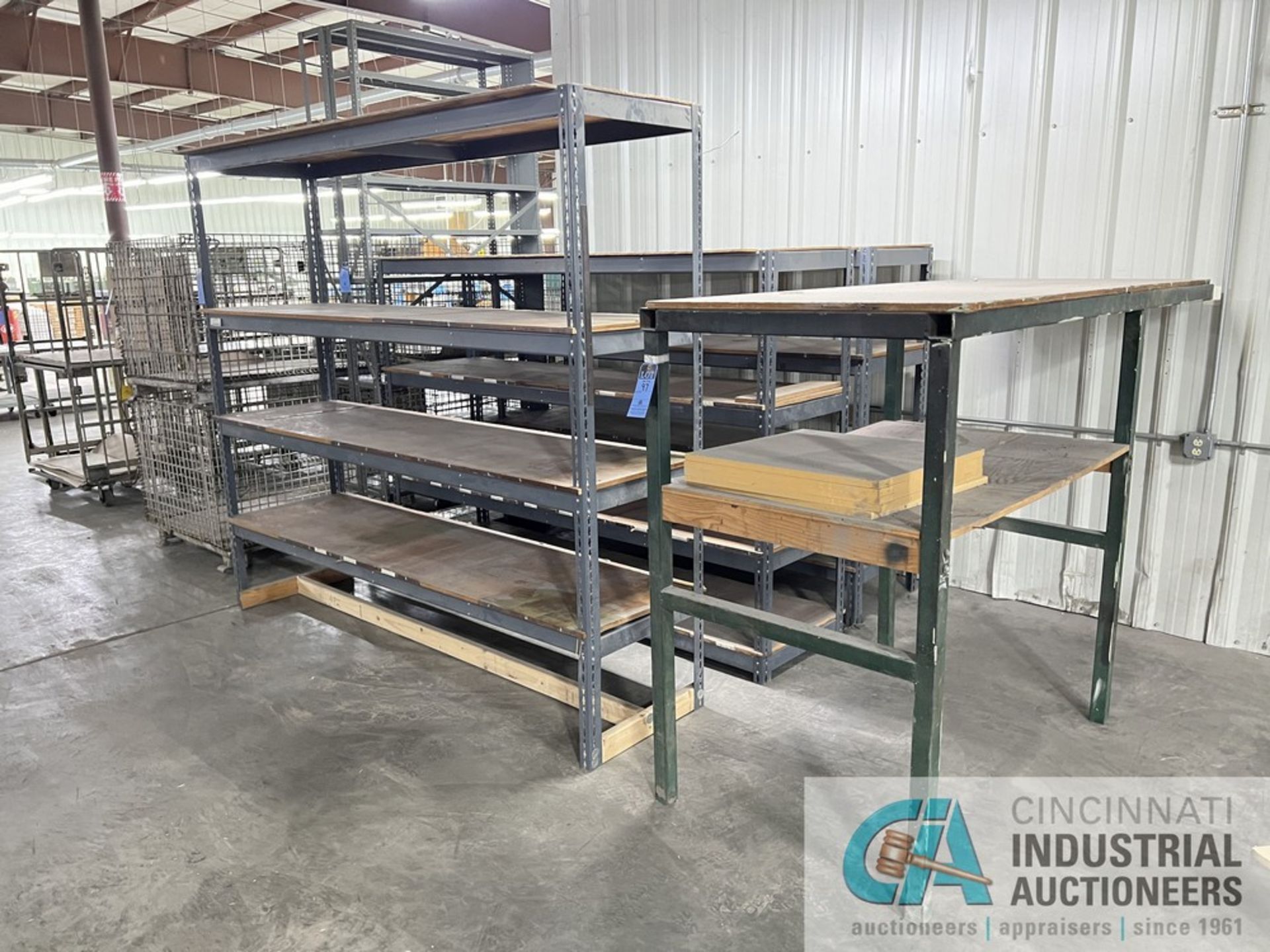 (LOT) MISCELLANEOUS SIZE LIGHT DUTY SHELVING WITH (1) HEAVY DUTY STEEL RACK - Image 2 of 2
