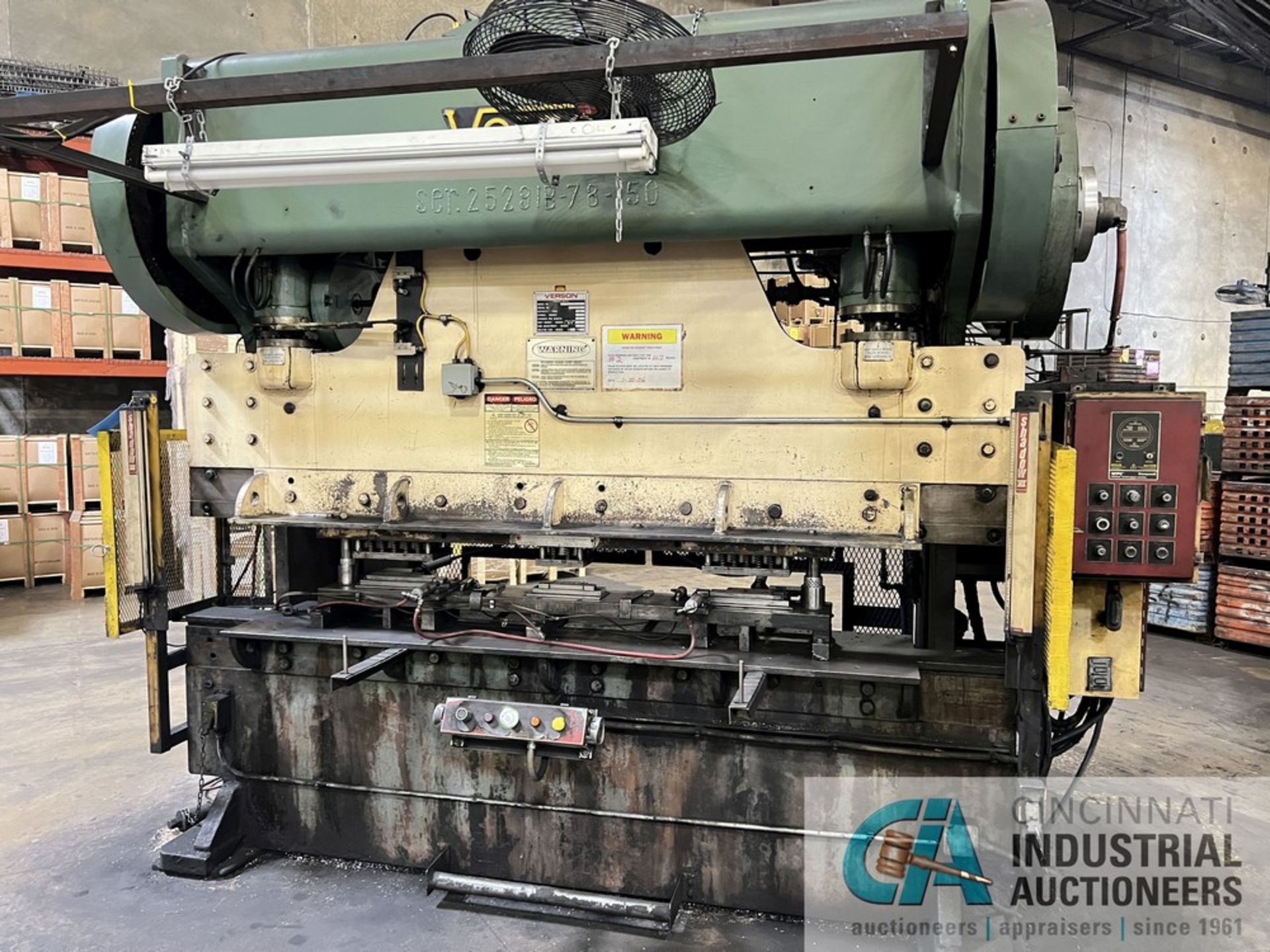 150 TON X 120" VERSON MODEL B-78-150 MECHANICAL PRESS BRAKE WITH REMOVEABLE FLANGES TO BED AND - Image 2 of 18