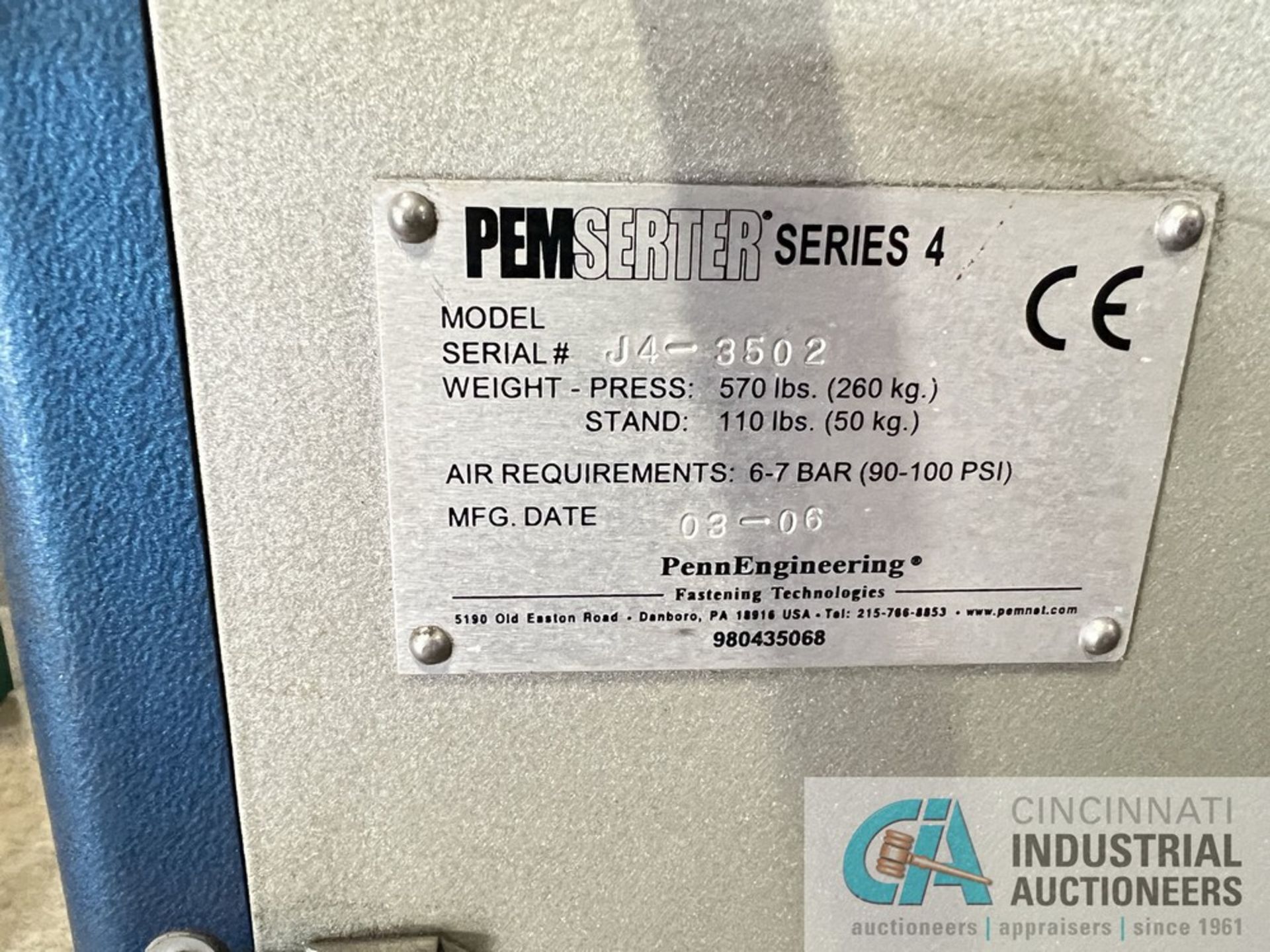 6 TON PEMSERTER SERIES 4 HARDWARE INSERTION PRESS; S/N J4-3502 (2001) - Image 7 of 7