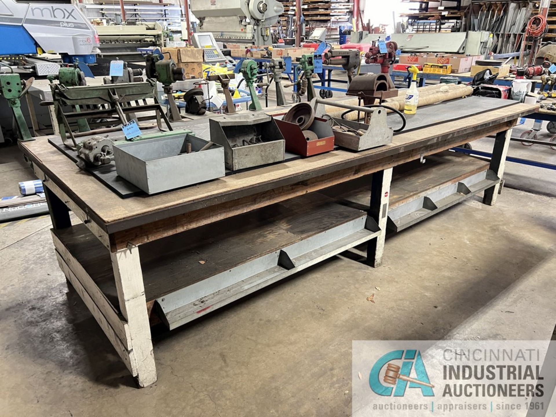 144" X 60" WOOD FRAME / STEEL TOP BENCH - Image 2 of 2