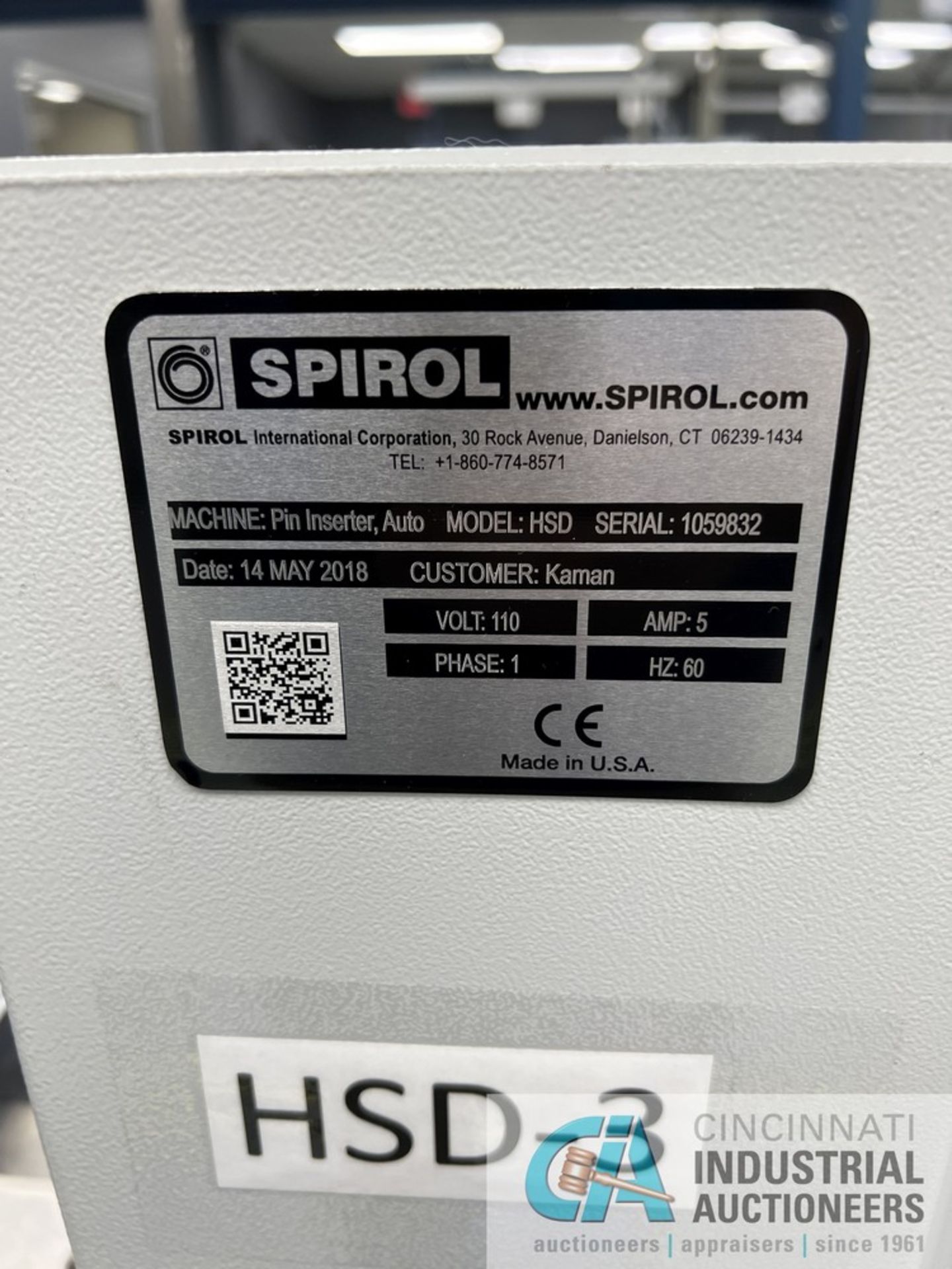 SPIROL MODEL HSD AUTO PIN INSERTER; S/N 1059832 (2018), WITH (2) 7" VIBRATORY BOWLS (JPF) - Image 6 of 7