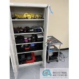 (LOT) 2-DOOR CABINET WITH MISCELLANEOUS TOOLS AND CART WITH MISCELLANEOUS TOOLS (REWORK)