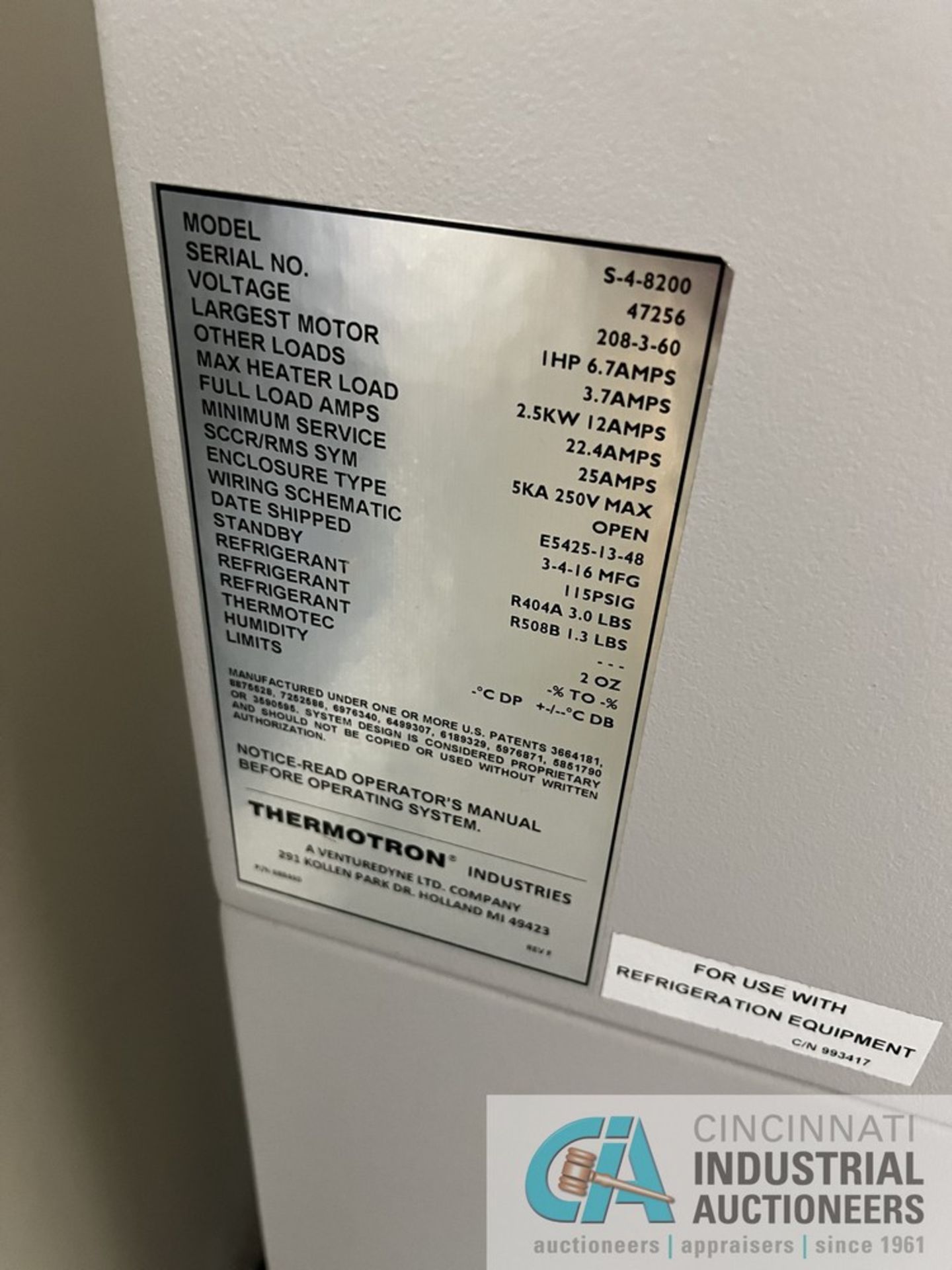 THERMOTRON MODEL S-4-8200 ENVIRONMENTAL TEST CHAMBER; S/N 47256 (2016) (REWORK) - Image 3 of 4