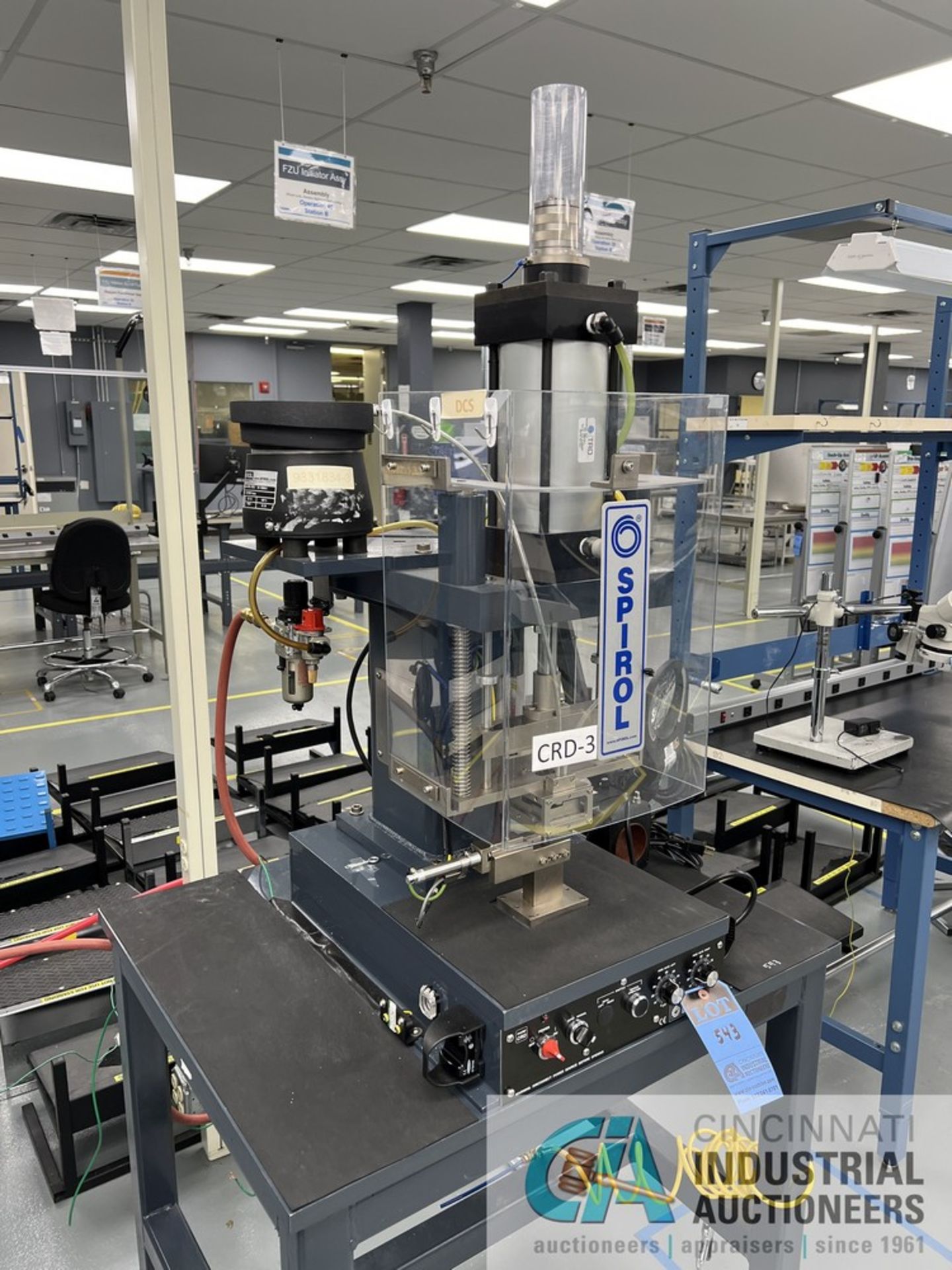 SPIROL MODEL CRD AUTO PIN INSERTER; S/N 10559833, WITH (2) 7" VIBRATORY BOWLS (2018) (JPF)