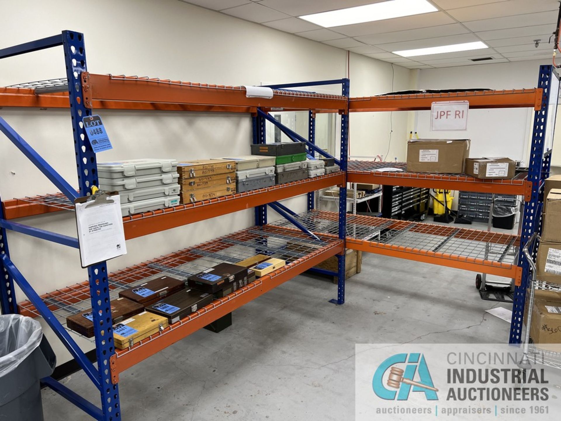 SECTIONS 96" X 42" X 84" TEAR DROP STYLE ADJUSTABLE BEAM PALLET RACK INCLUDING (4) 42" X 84"