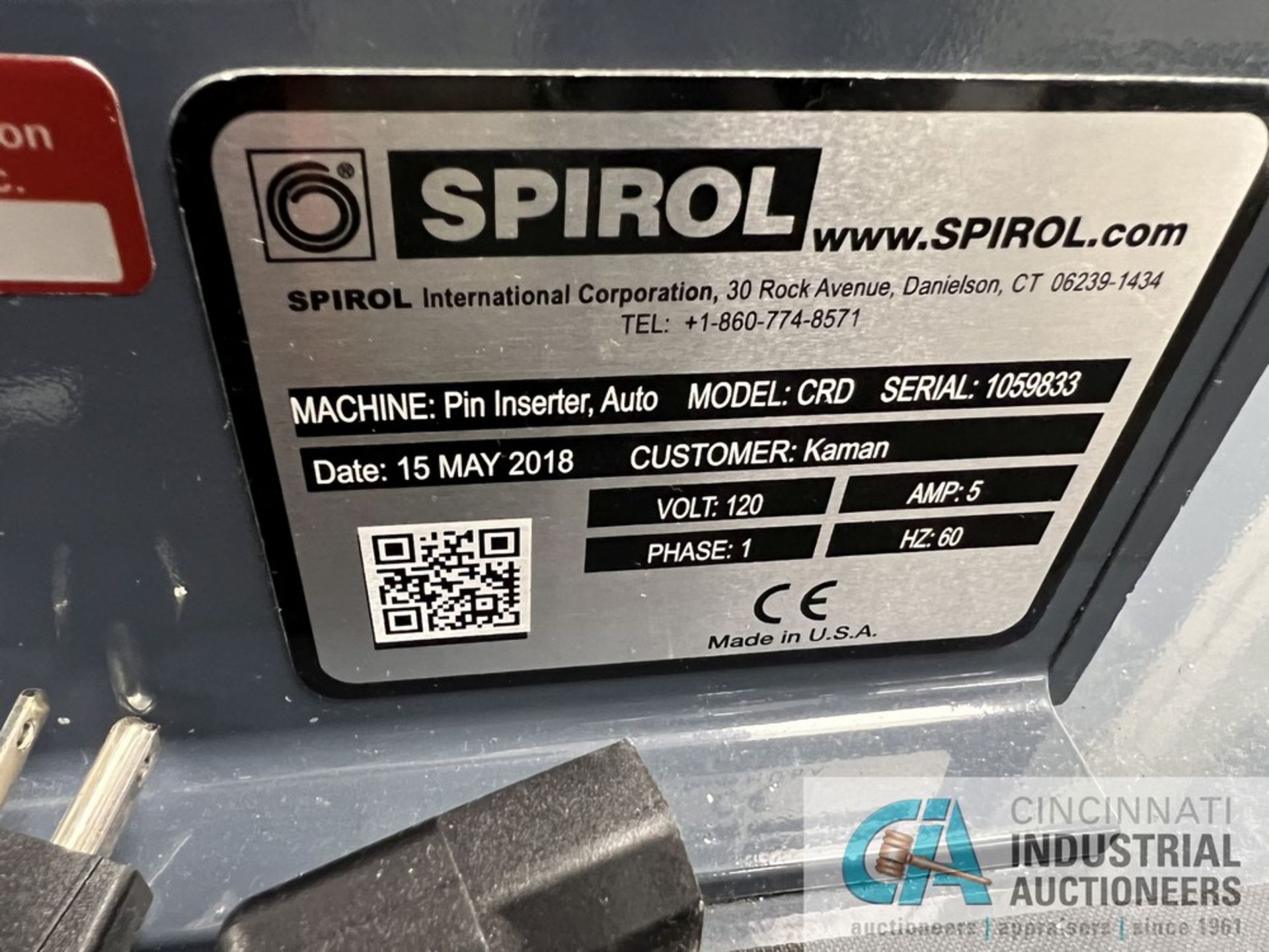 SPIROL MODEL CRD AUTO PIN INSERTER; S/N 10559833, WITH (2) 7" VIBRATORY BOWLS (2018) (JPF) - Image 9 of 9