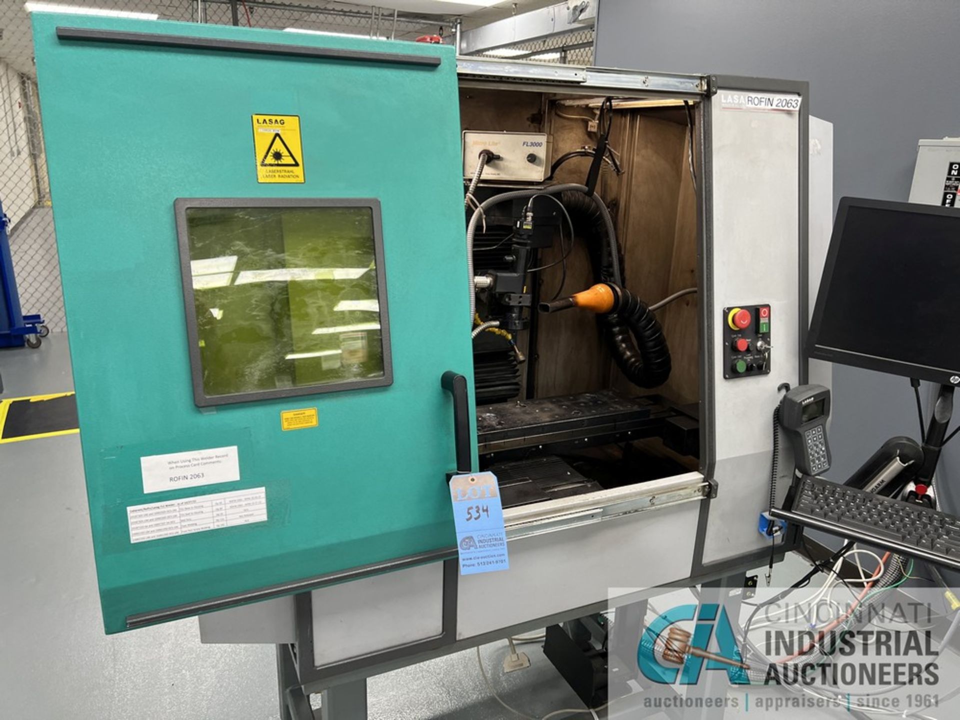 LASAG PROLAS 2000A LASER WELDER; S/N 2063 (2005), 6" X 25" TABLE, WITH ROFIN-LASAG MODEL FLS-542- - Image 2 of 13