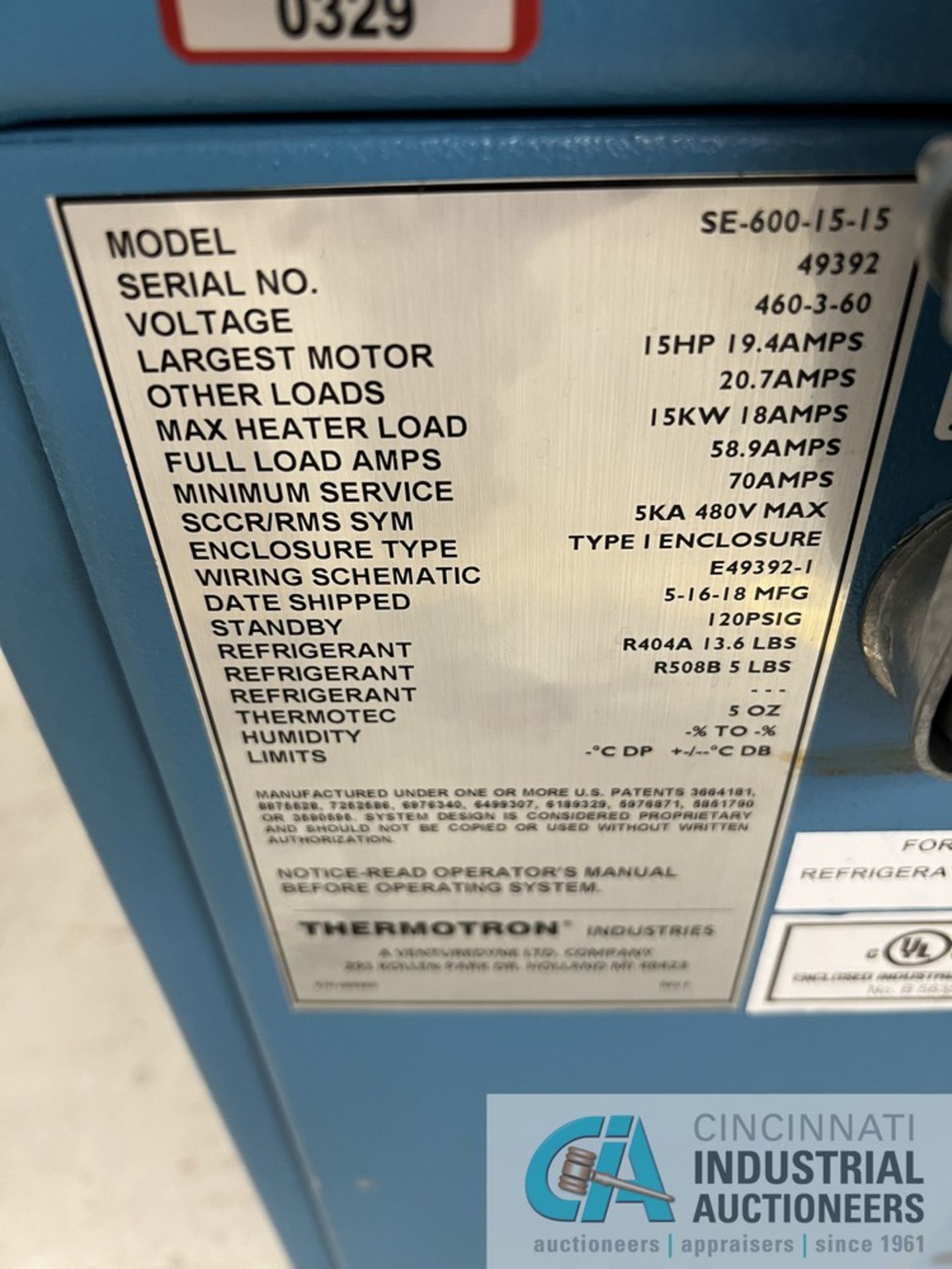 THERMOTRON MODEL SE-600-15-15 WATER COOLED ENVIRONMENTAL TEST CHAMBER; S/N 49392, 40" X 27" X 33" - Image 4 of 4