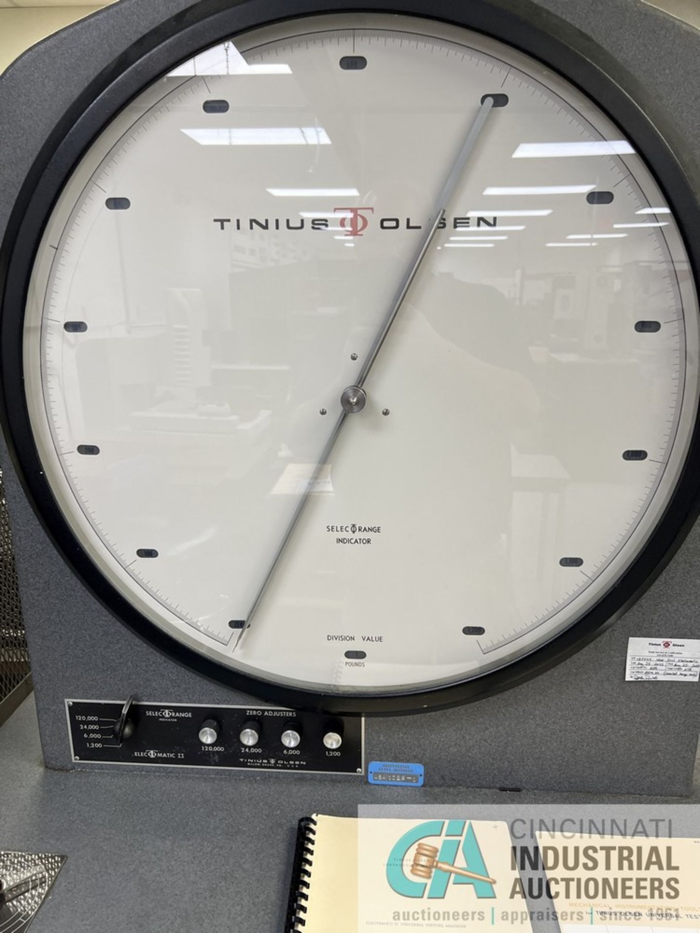 120,000 LB. TINIUS OLSEN ELECTROMATIC IV UNIVERSAL TESTING MACHINE WITH SELECT RANGE INDICATOR, - Image 4 of 8