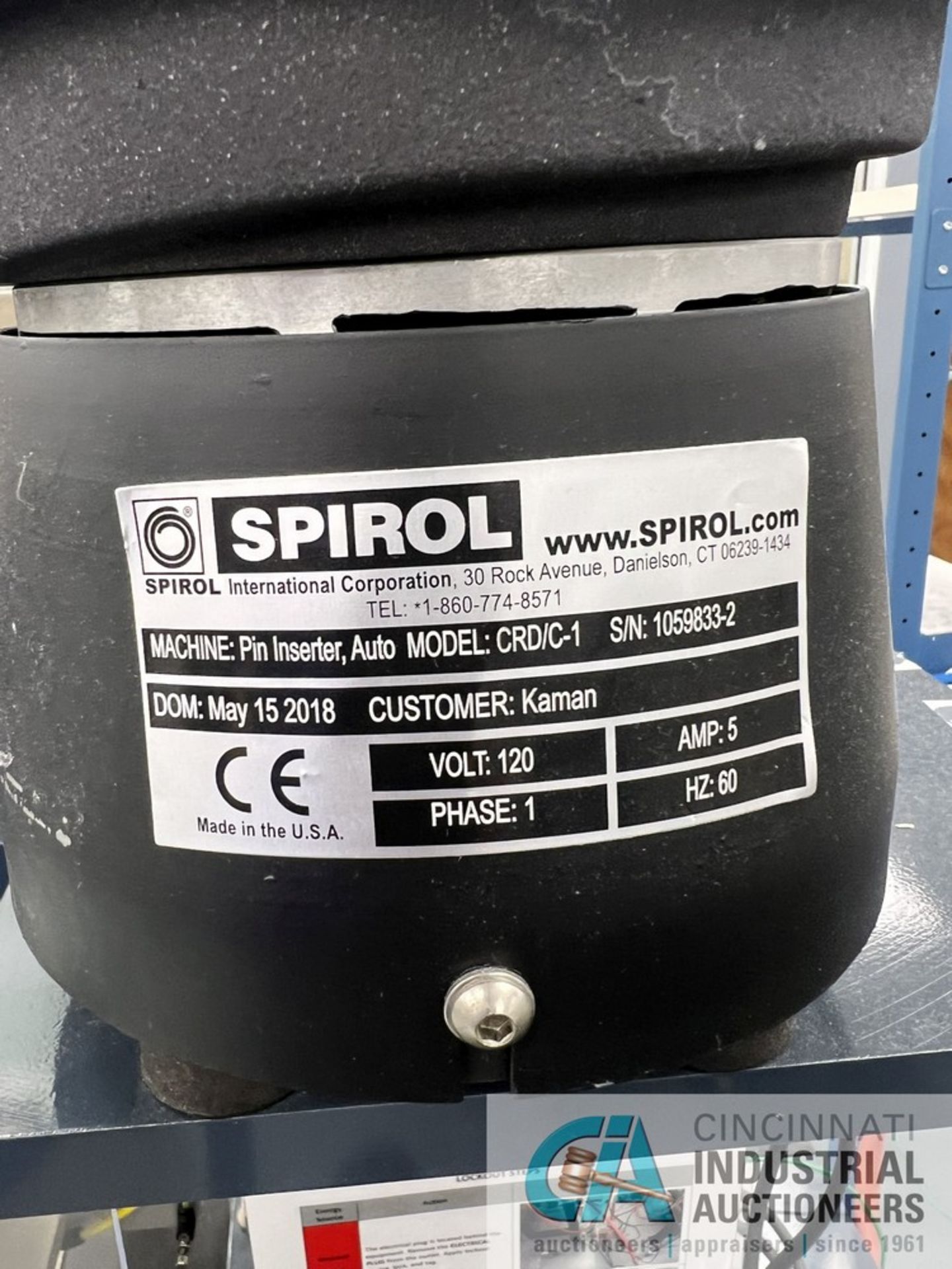 SPIROL MODEL CRD AUTO PIN INSERTER; S/N 10559833, WITH (2) 7" VIBRATORY BOWLS (2018) (JPF) - Image 8 of 9