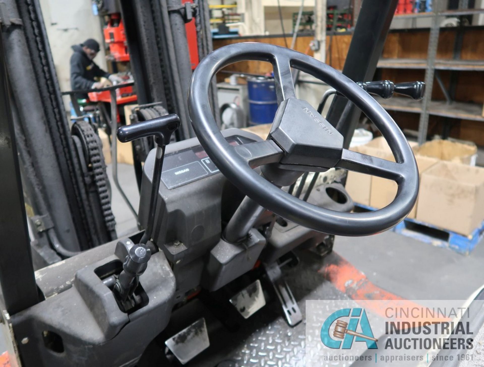 5,000 LB. NISSAN MODEL CPJ02A25PV LP GAS SOLID TIRE THREE-STAGE MAST FORKLIFT; S/N CPJ02-9W2164, - Image 10 of 14