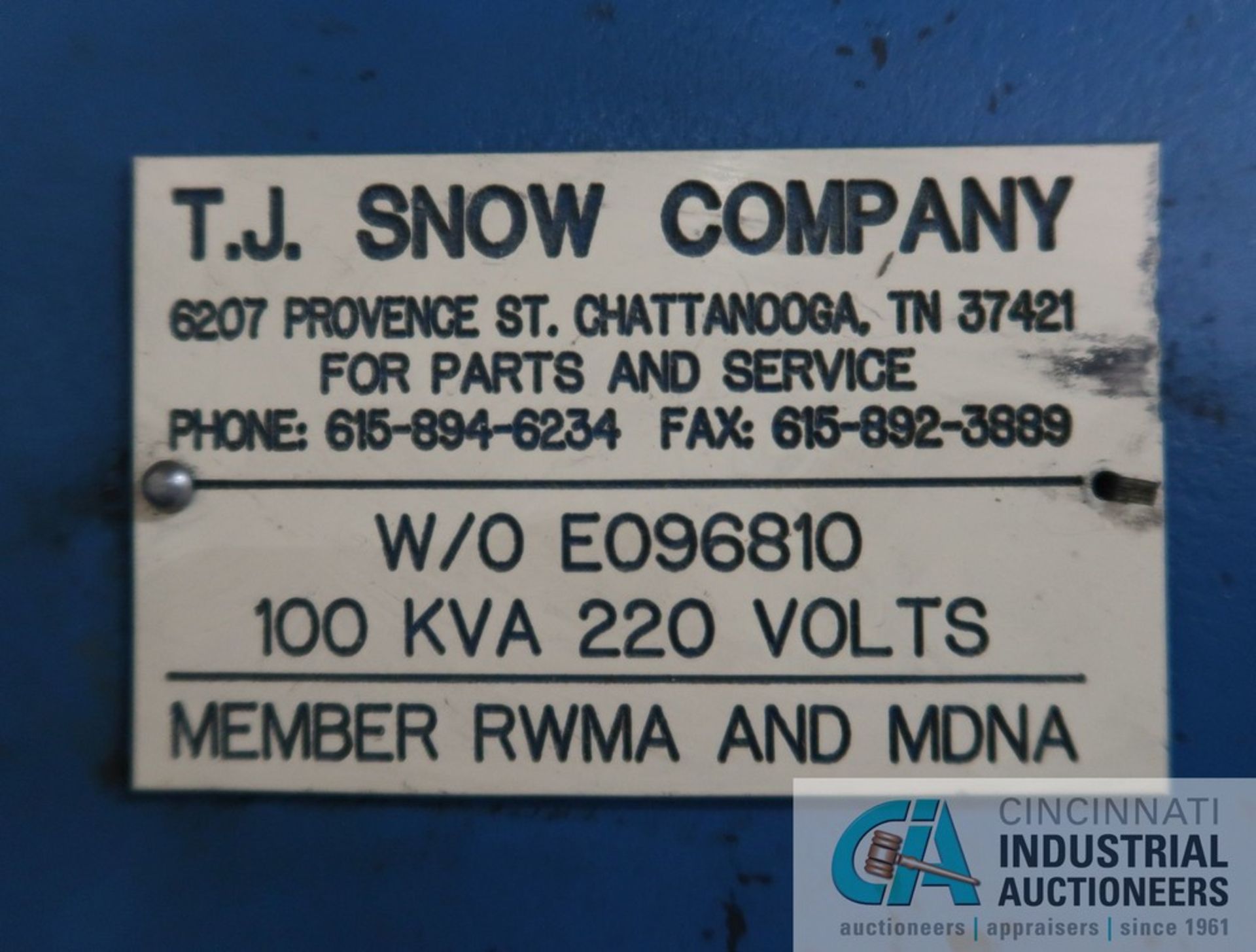 100 KVA TJ SNOW MODEL PPA-1-18 PRESS TYPE SPOT WELDER; S/N N/A, 24" THROAT, EN1000 CONTROL **For - Image 5 of 6