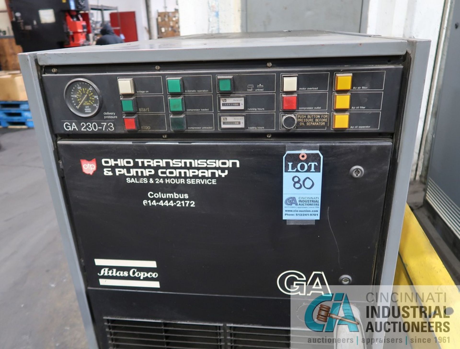 40 HP ATLAS COPCO MODEL GA230 ROTARY SCREW AIR COMPRESSOR; S/N ARP712829 (NEW 1988) **SPECIAL NOTICE - Image 4 of 8