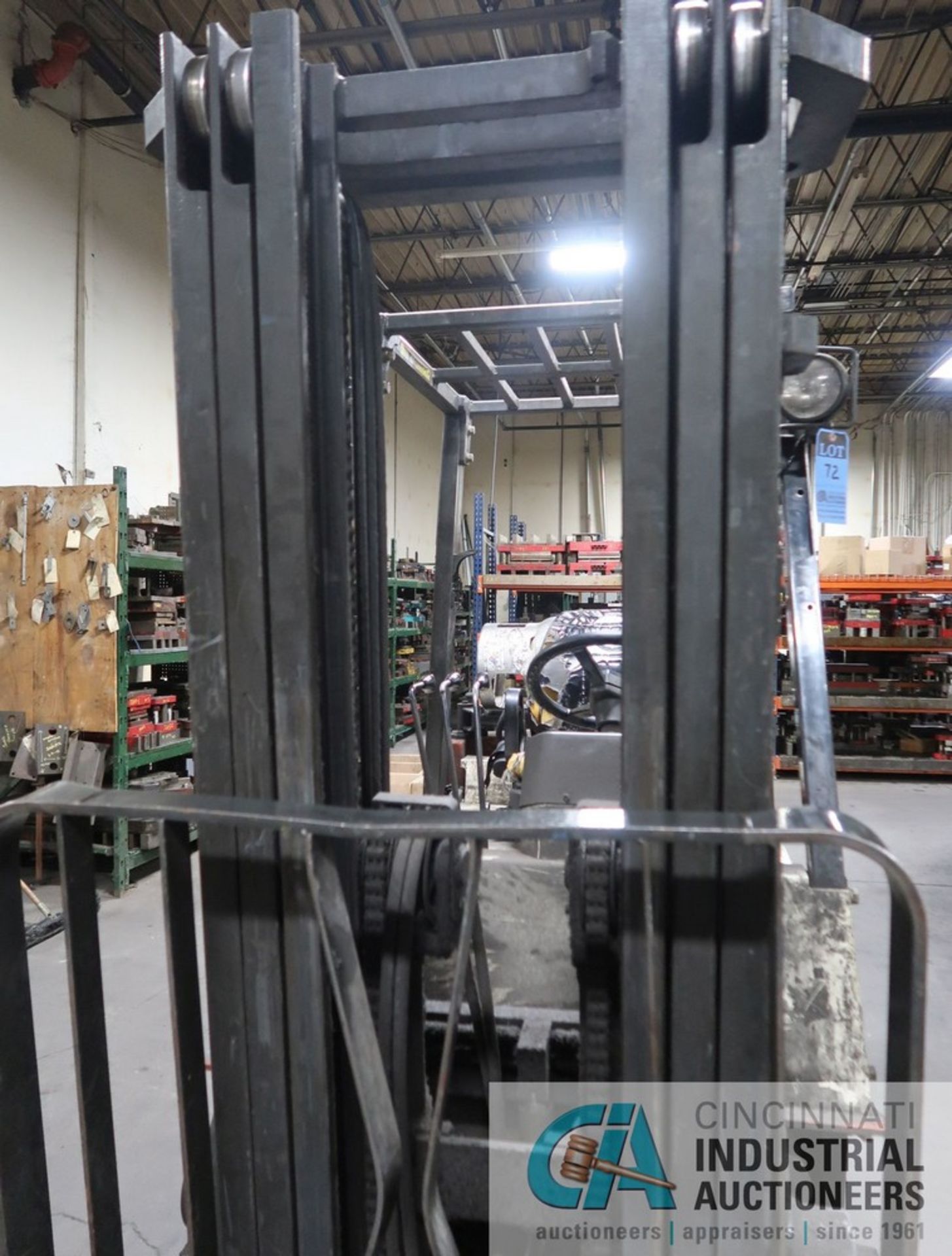 5,000 LB. NISSAN MODEL CPJ02A25PV LP GAS SOLID TIRE THREE-STAGE MAST FORKLIFT; S/N CPJ02-9W2164, - Image 8 of 14