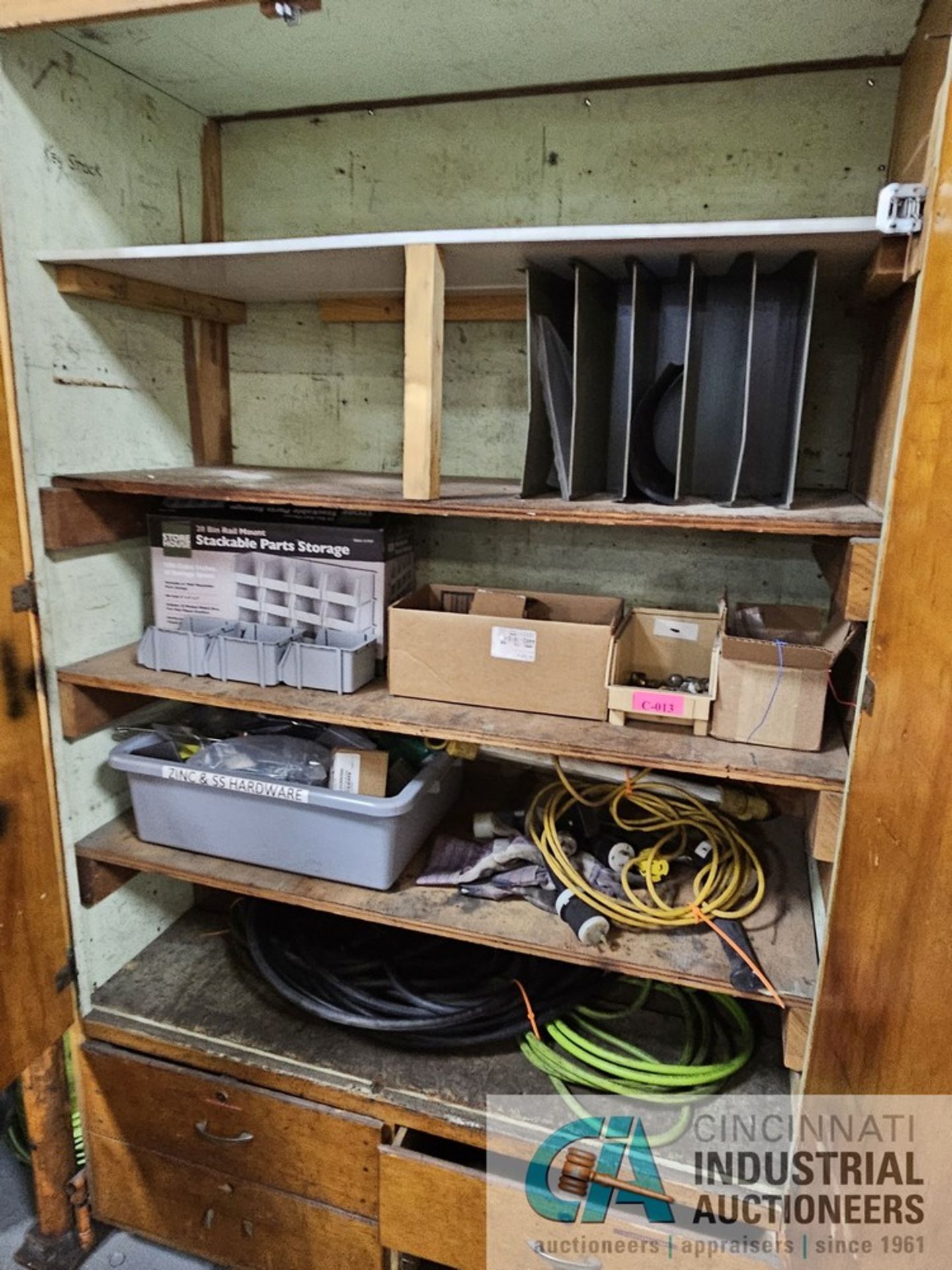(LOT) WOOD CABINET WITH CONTENTS - MAINTENANCE ITEMS - Image 2 of 2