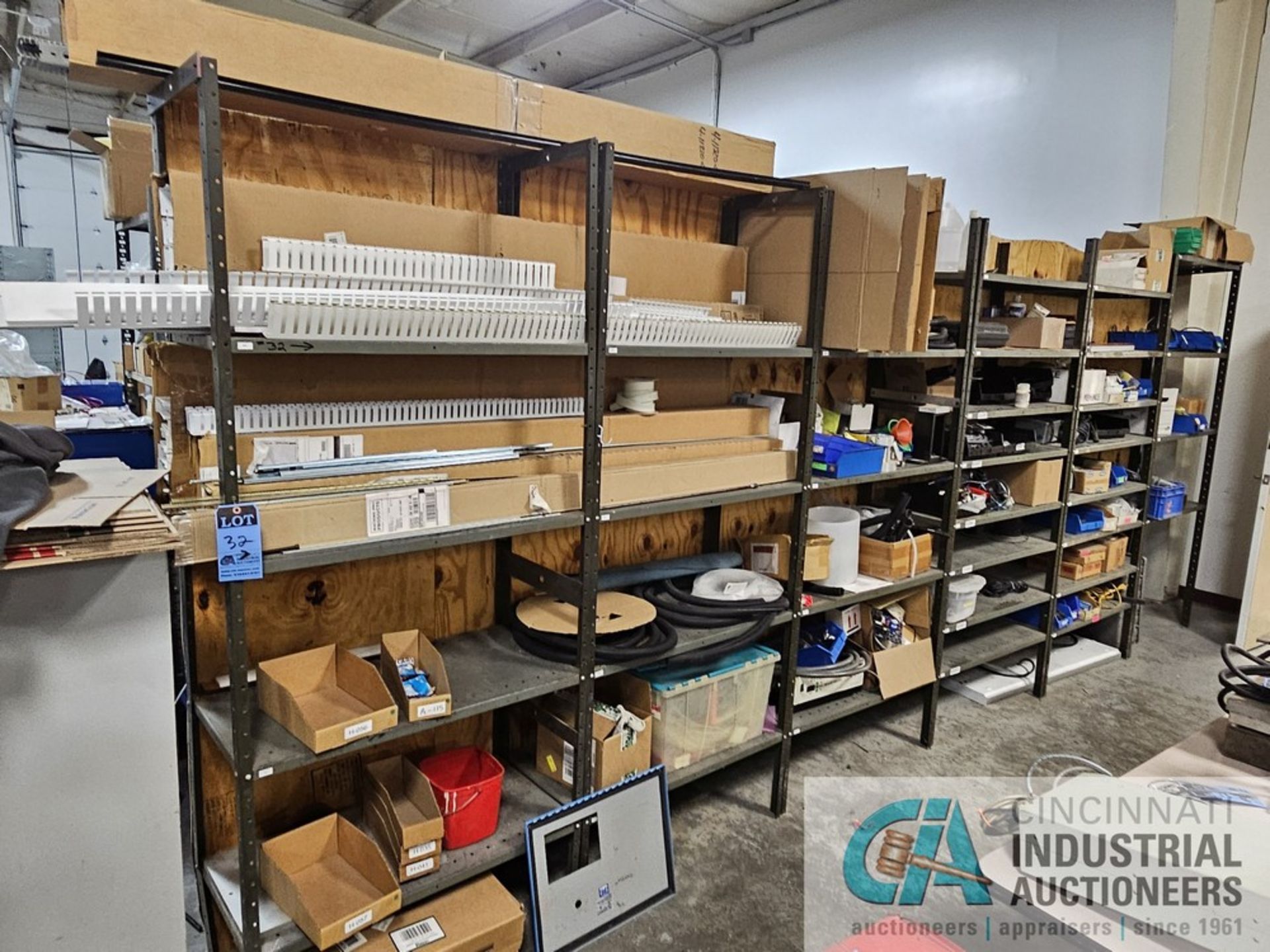 SECTIONS STEEL SHELVING WITH CONTENTS; ELECTRIC PARTS AND MISCELLANEOUS TOOLTEX ITEMS