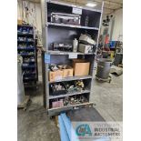 (LOT) SHELF UNIT WITH ELECTRICAL ITEMS