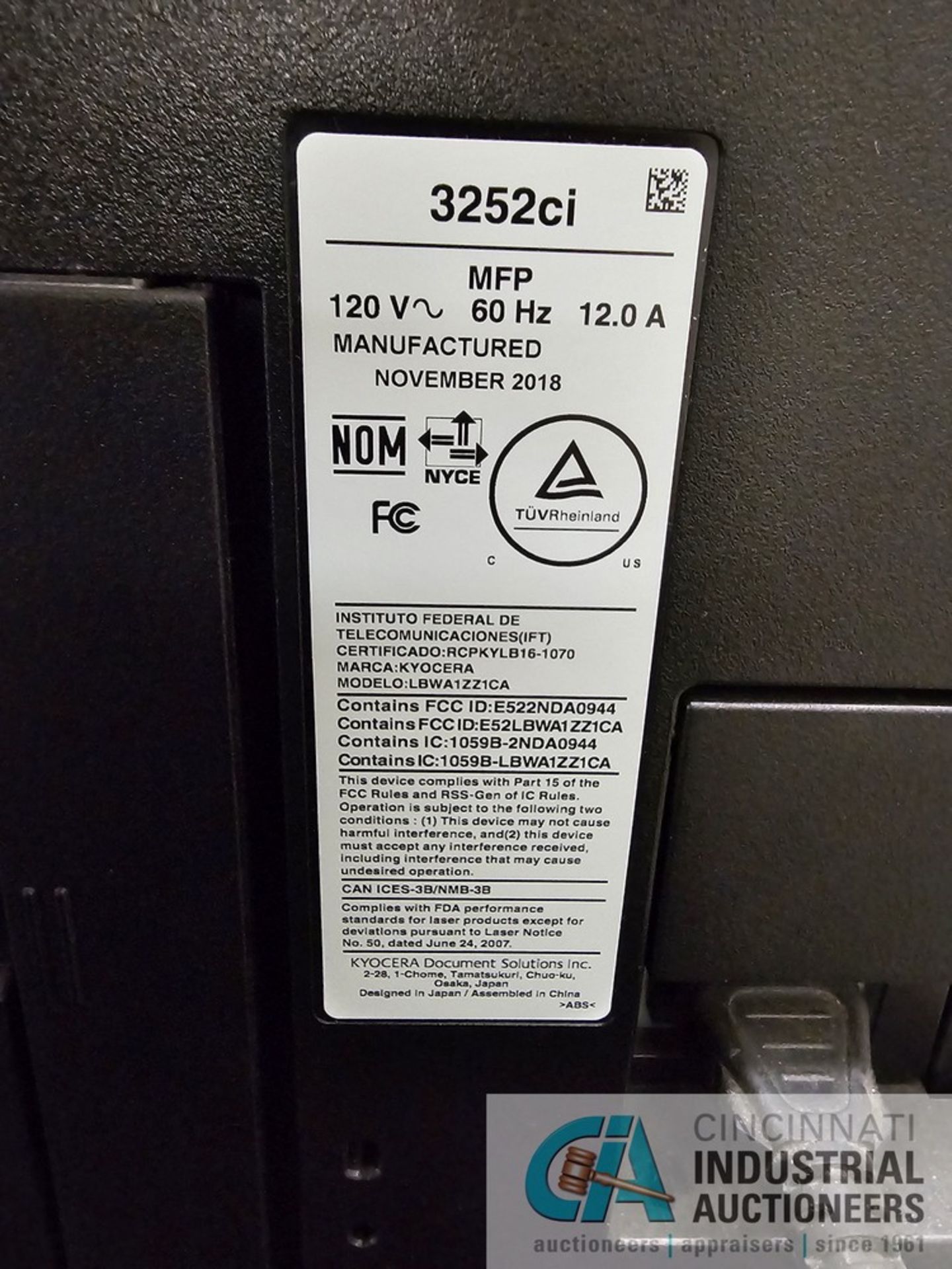 KYOCERA 3252 PHOTO COPIER - Image 5 of 5