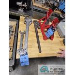 (LOT) ASSORTED WRENCHES AND (2) 3 TON JACK STANDS