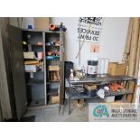(LOT) SHIPPING AREA CONSISTING OF; 2-DOOR CABINET WITH SUPPLIES, (1) SECTION 24" X 96" X 9' HIGH