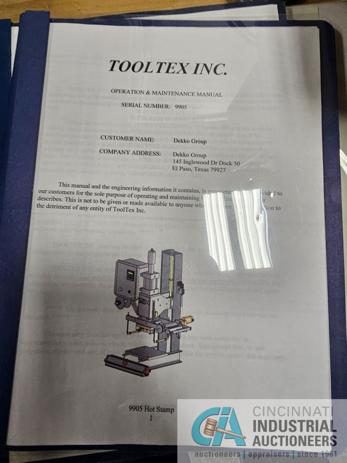 TOOLTEX T100 HOT STAMP PRESS WITH 24" X 72" MAPLE TOP BENCH - Image 9 of 9