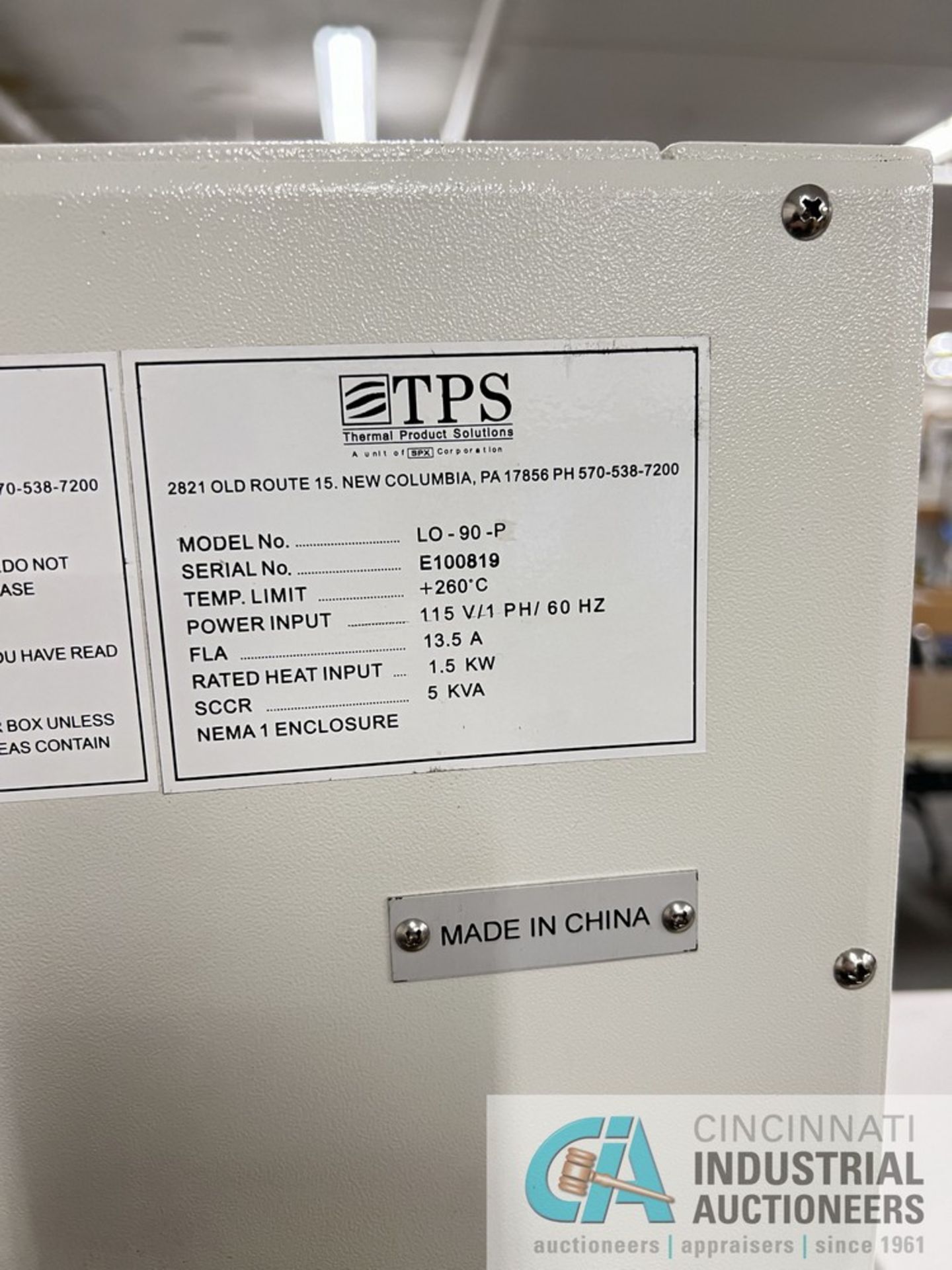 BLUE M MODEL LO-90-P CONVECTION OVEN; S/N E100819, MAX TEMP 260 DEGREES (WAREHOUSE) - Image 6 of 6