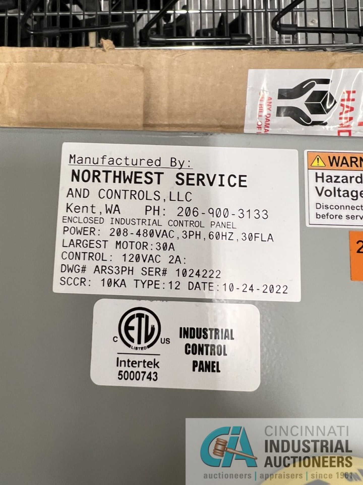 NORTHWEST SERVICE ENCLOSE INDUSTRIAL CONTROL CABINETS, 208-480VAC, 3 PH, 60 HZ, 30 FLA (NEW) ( - Image 3 of 3