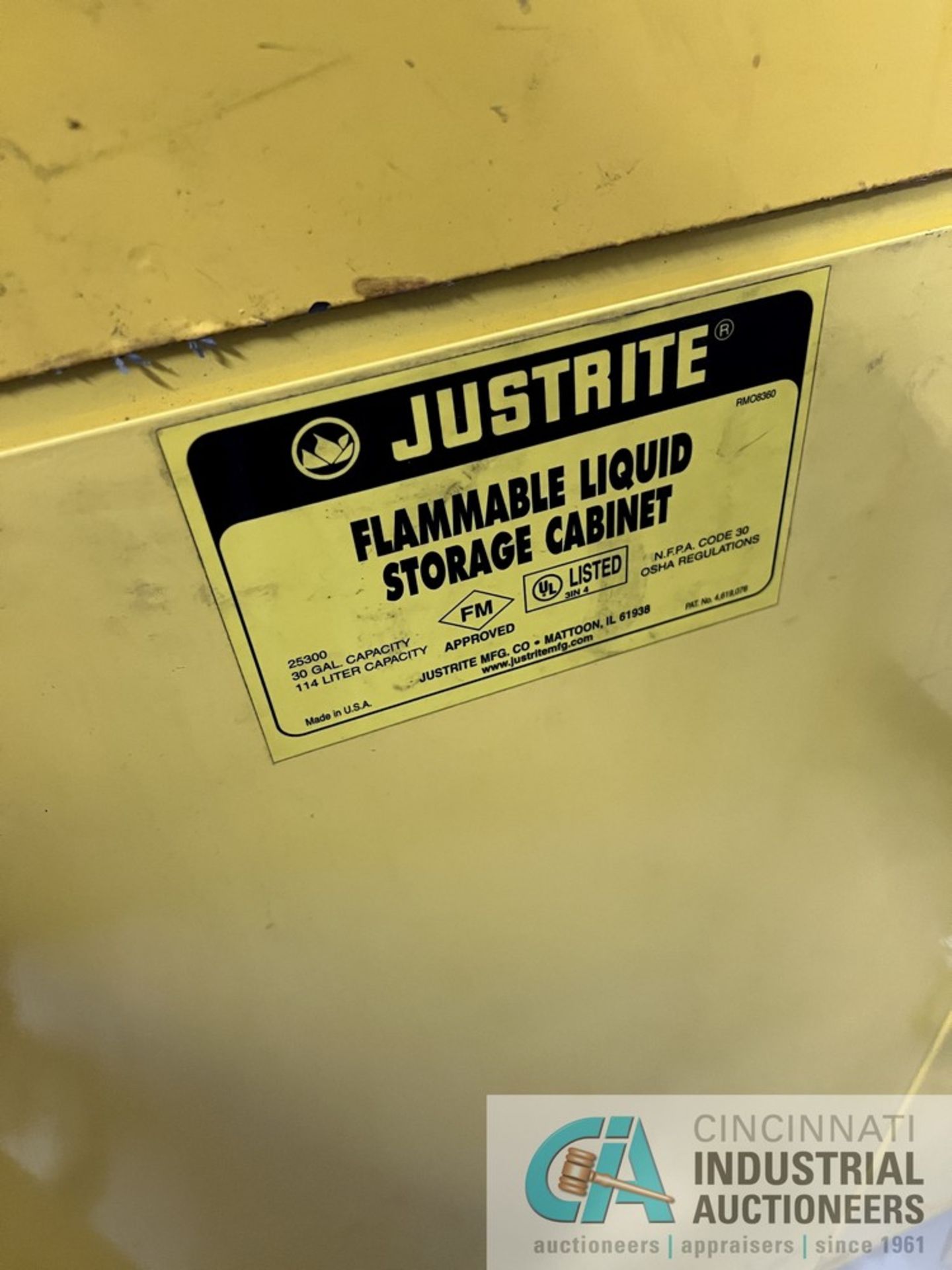 (LOT) 30 AND 17 GALLON CAP JUSTRITE STACKABLE FLAMMABLE LIQUID CABINET (WAREHOUSE) - Image 3 of 3