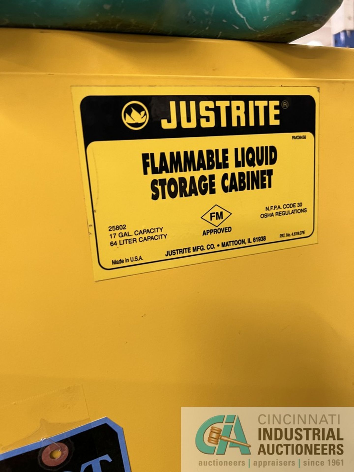 (LOT) 30 AND 17 GALLON CAP JUSTRITE STACKABLE FLAMMABLE LIQUID CABINET (WAREHOUSE) - Image 2 of 3