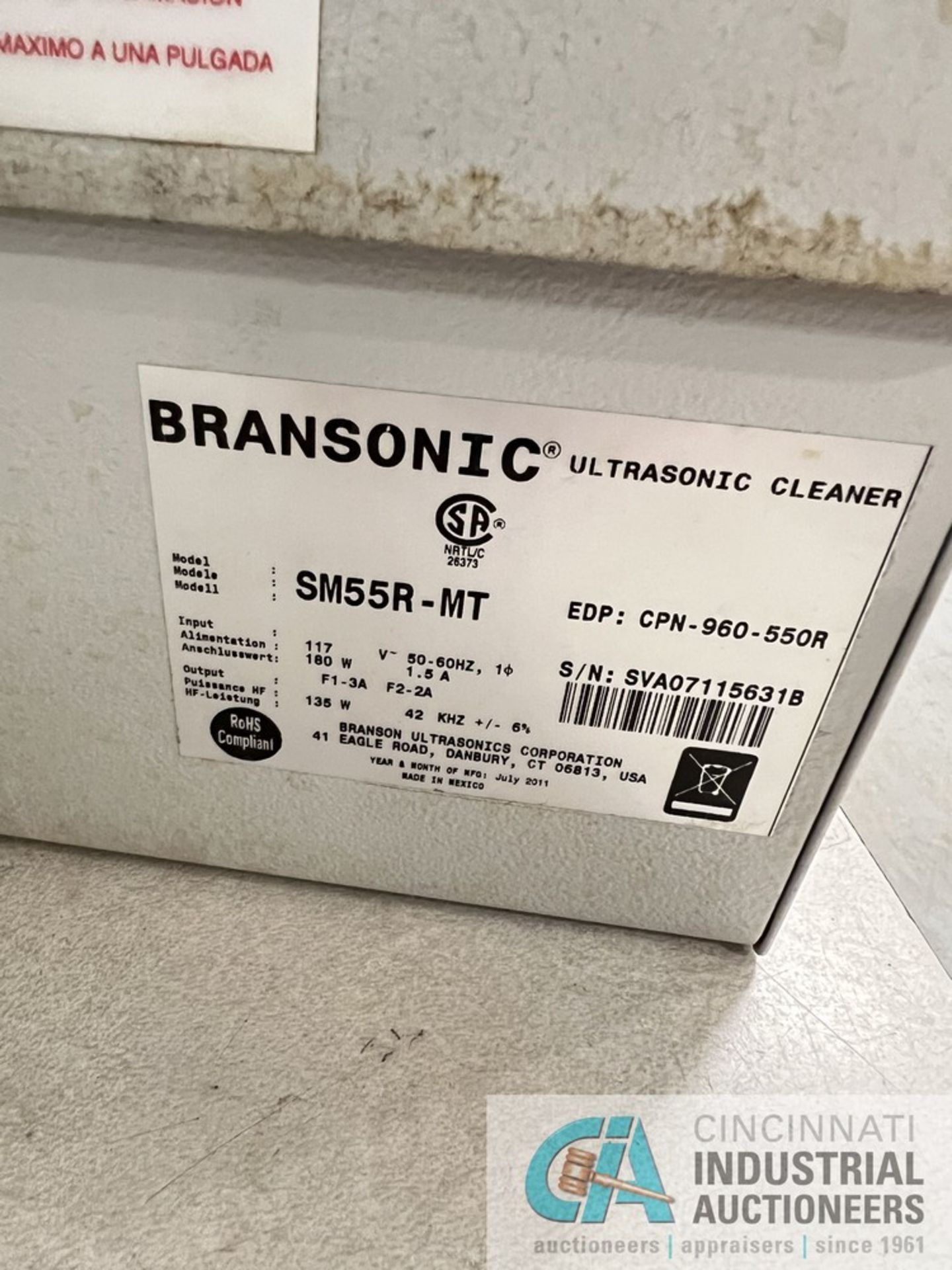 BRANSONIC MODEL SM55R-HT ULTRASONIC CLEANER WITH (3) 1 GALLON BRANSON EC FORMULATED CLEANING - Image 4 of 5