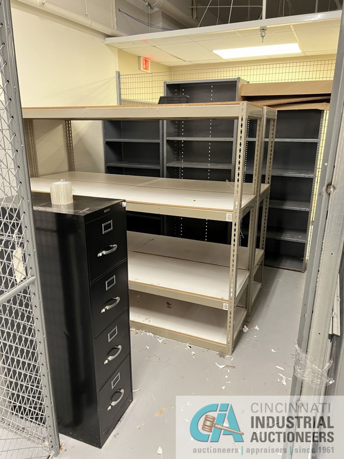 (LOT) CONTENTS OF CRIB (5) MISCELLANEOUS SHELVES AND (3) MISCELLANEOUS CABINETS (WAREHOUSE)