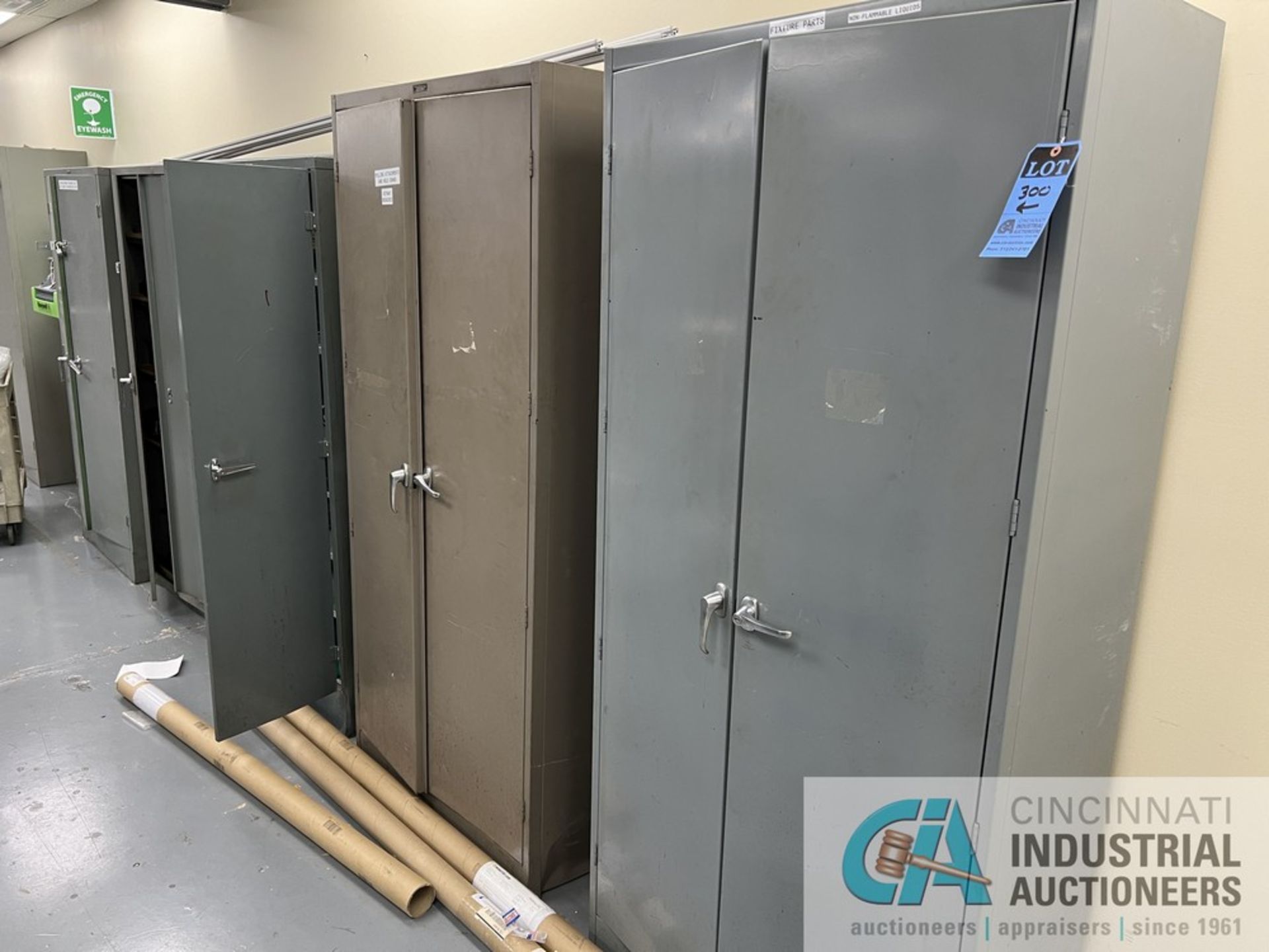 2-DOOR CABINETS WITH MISCELLANEOUS TOOLING, ELECTRICAL, MAINTENANCE, MACHINE PARTS, HARDWARE,