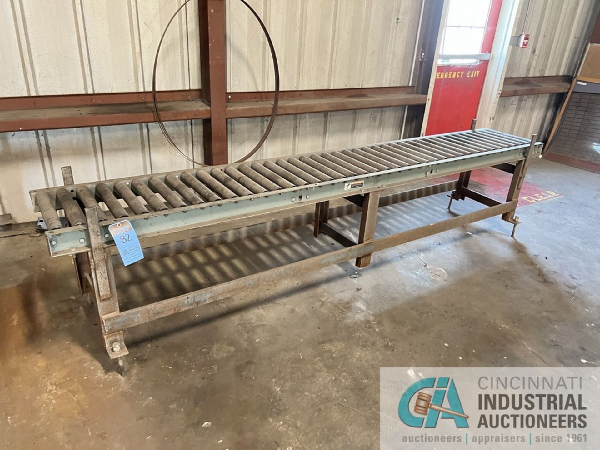 SECTIONS 10' X 15" WIDE ROLLERS X 27" HIGH GRAVITY FEED ROLLER CONVEYOR
