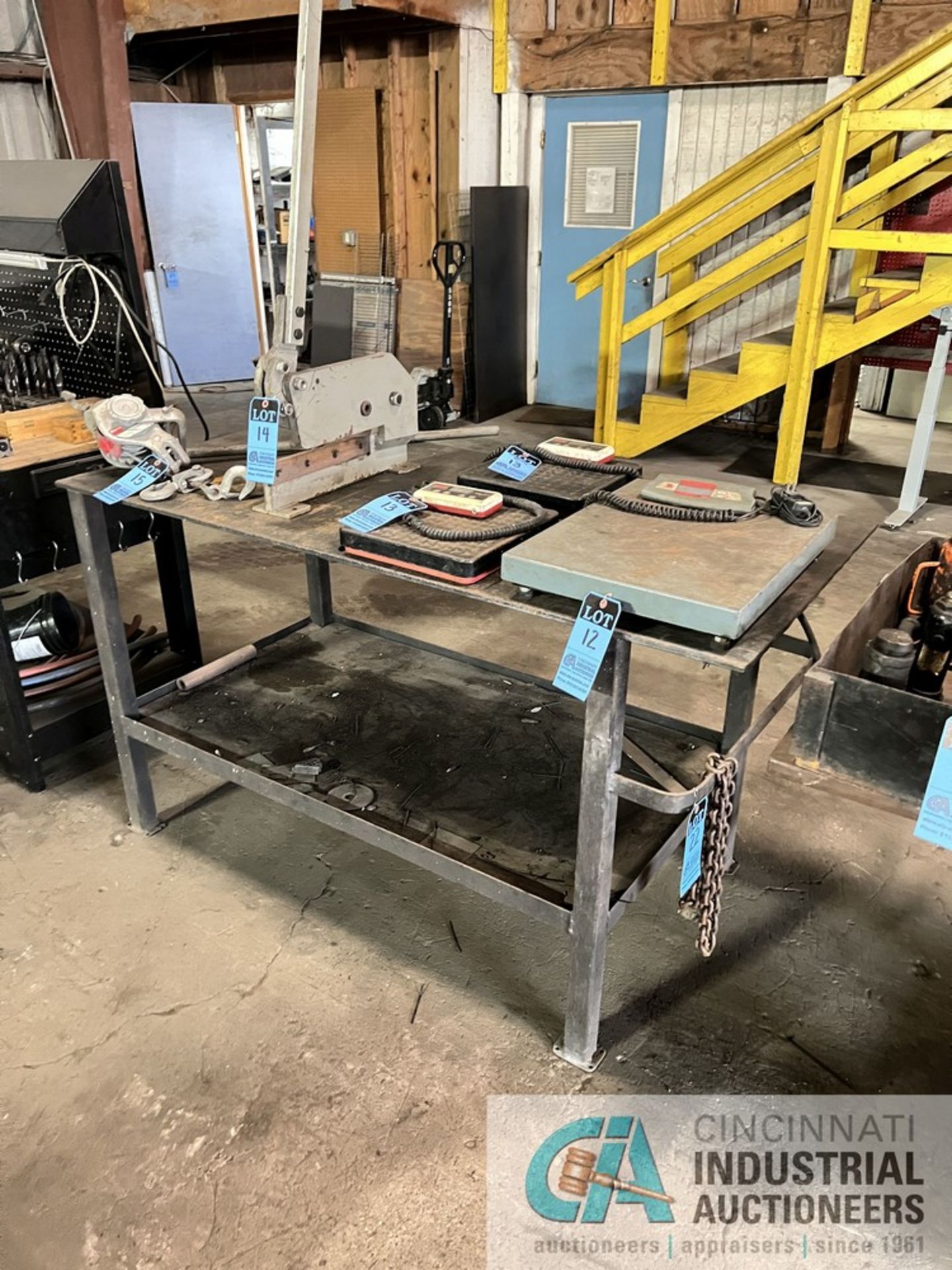 30" X 64" X 37" HIGH HEAVY DUTY WELDED STEEL WORKBENCH WITH 1/2" THICK STEEL TOP PLATE **SPECIAL