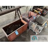 (LOT) MISCELLANEOUS SIZE LIFTING CHAINS WITH STEEL TUB AND WIRE BASKET