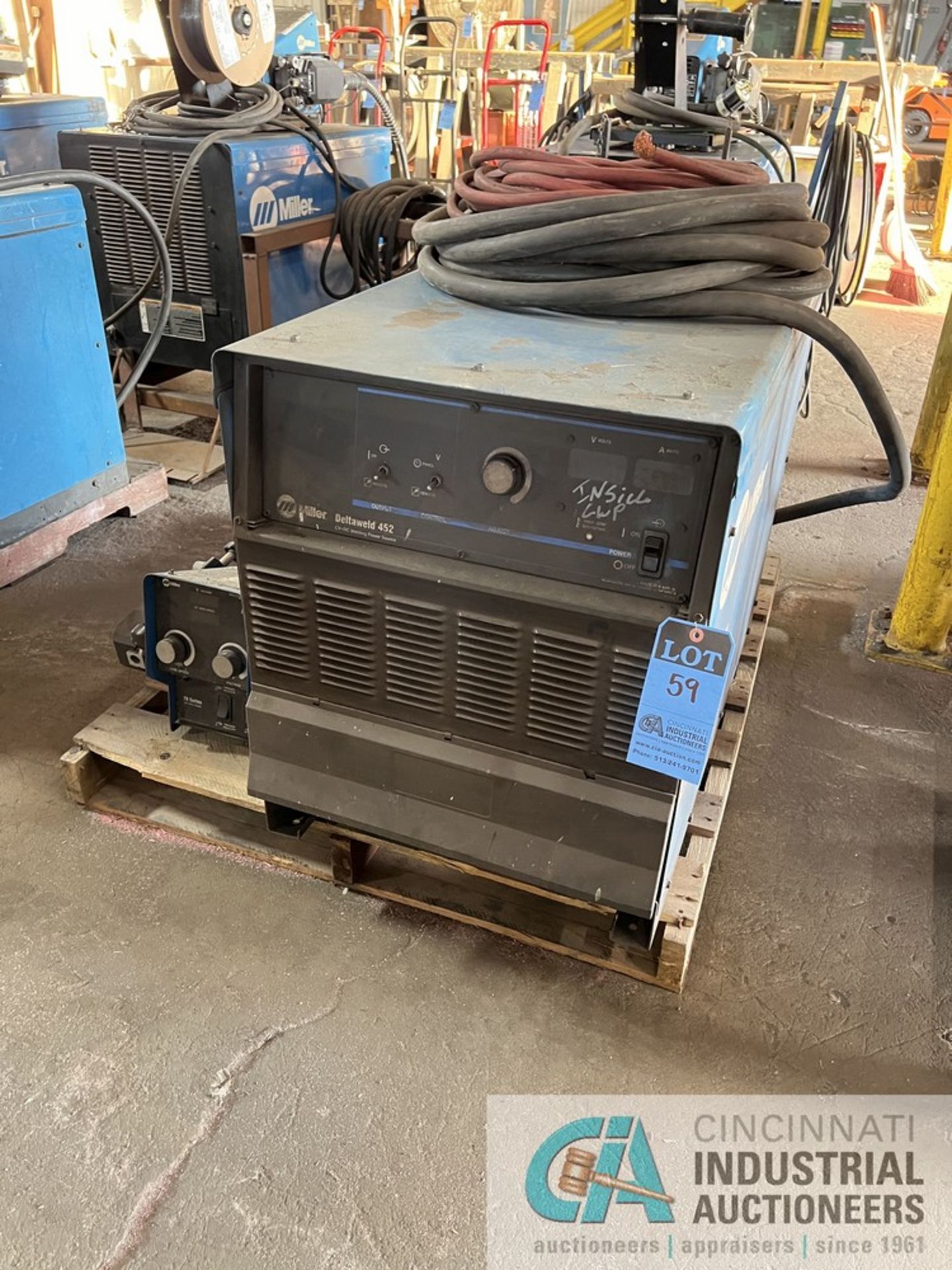 450 AMP MILLER MODEL DELTAWELD 452 CV-DC WELDING POWER SOURCE; S/N MA270428U, WITH MILLER 70