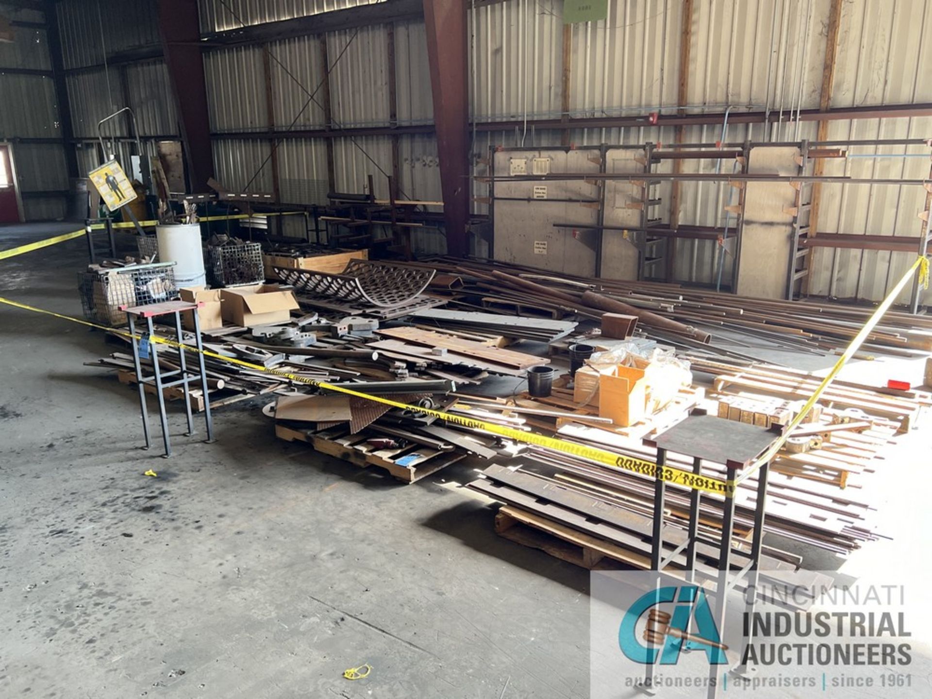 (LOT) ASSORTMENT WORK-IN-PROGRESS STEEL, STEEL STOCK, SCRAP STEEL AND CANTILEVER RACK AND OTHER