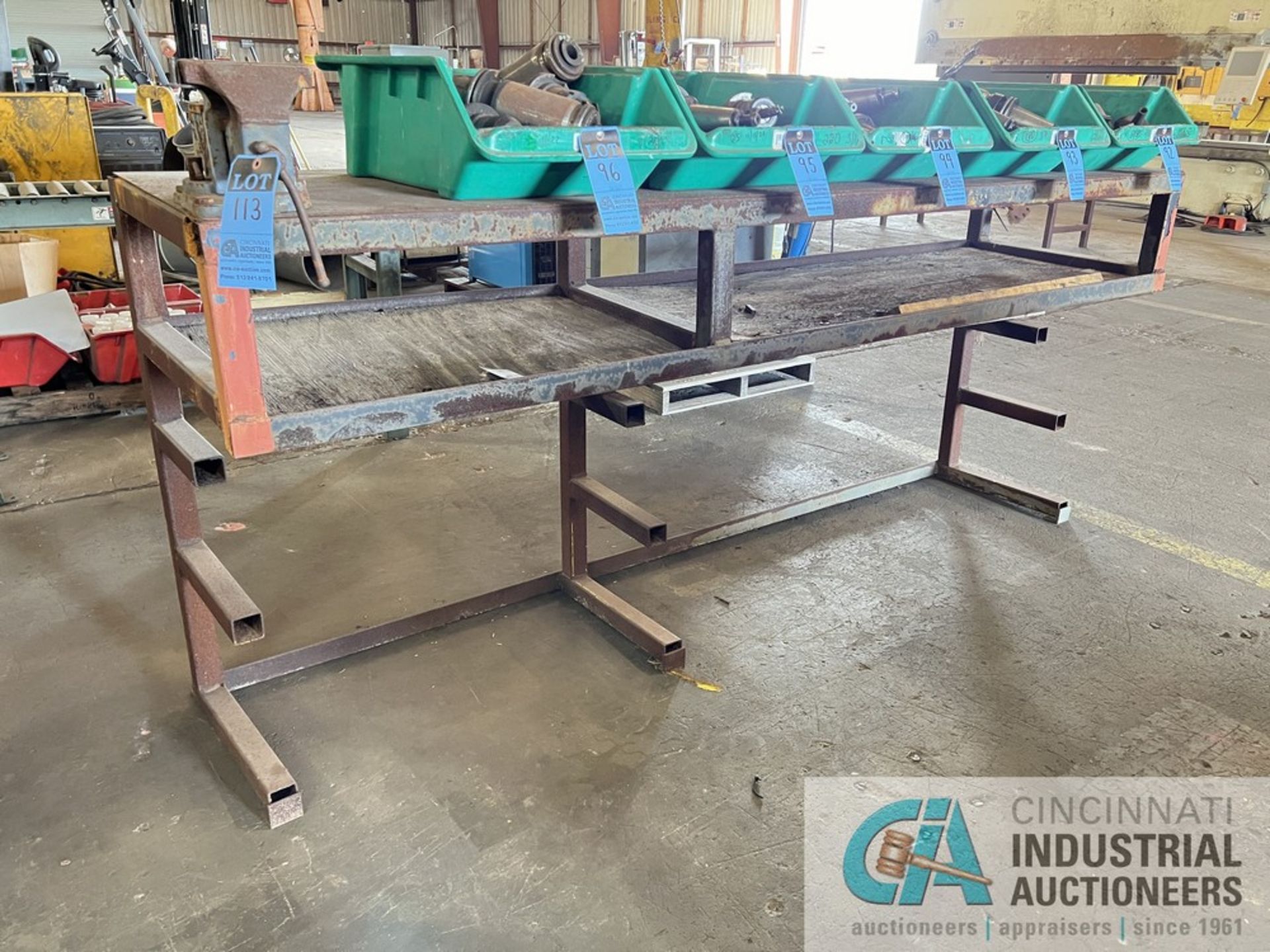 24" X 96" X 42" HIGH HEAVY DUTY WELDED STEEL BENCH WITH 6" IRWIN MOUNTED VISE **SPECIAL NOTICE -