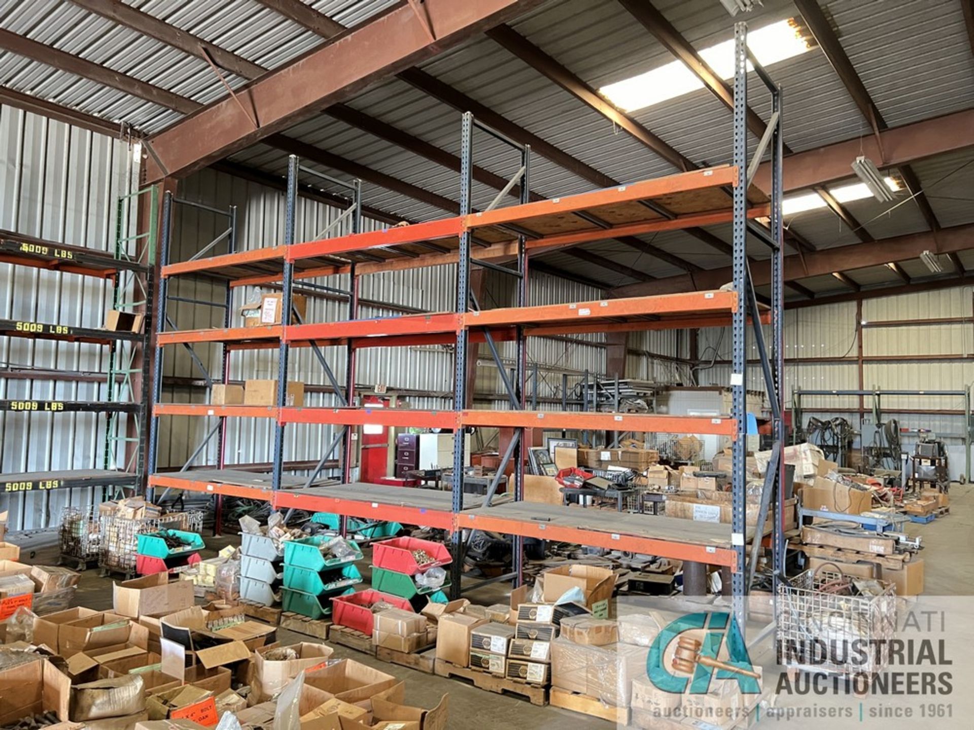 SECTIONS 96" X 42" X 186" TEARDROP TYPE ADJUSTABLE BEAM PALLET RACK WITH (4) 42" X 186" UPRIGHTS AND