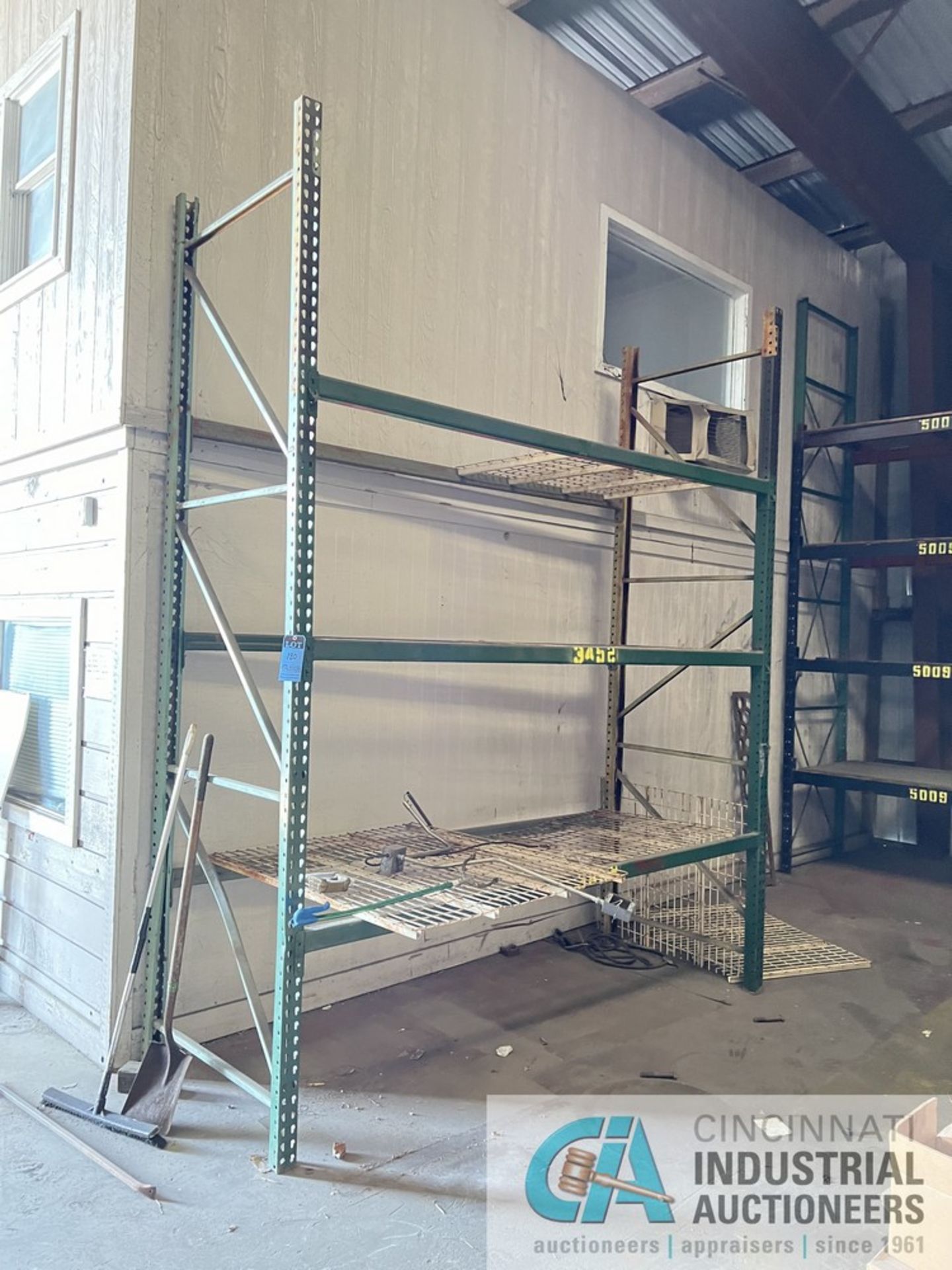 SECTIONS 96" X 42" X 144" TEARDROP TYPE ADJUSTABLE BEAM PALLET RACK WITH 94) 42" X 144" UPRIGHTS AND