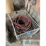 (LOT) MISCELLANEOUS WELDING CABLES WITH WIRE BASKET